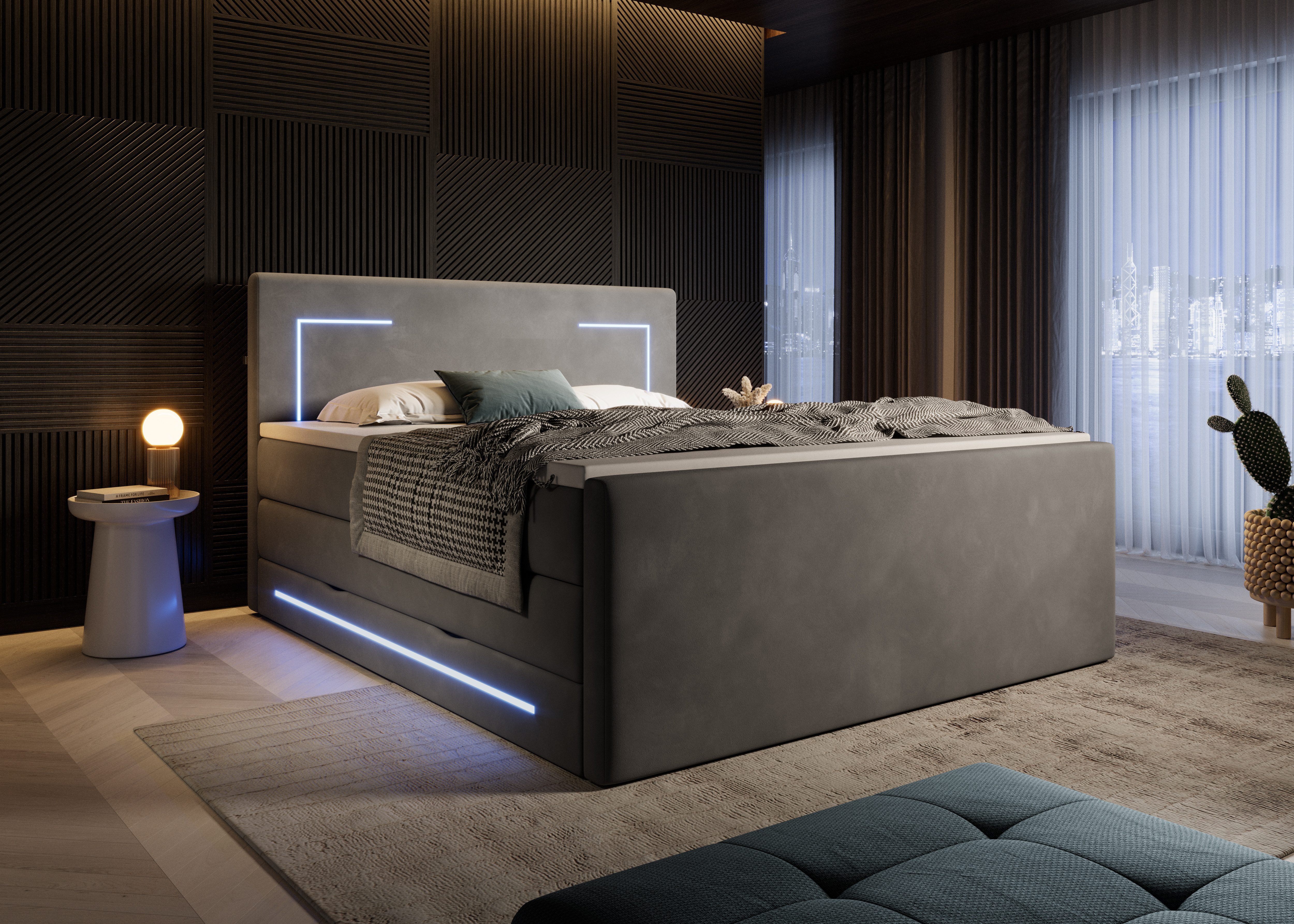 wonello Boxspringbett Monaco, mit LED Beleuchtung, günstig online kaufen