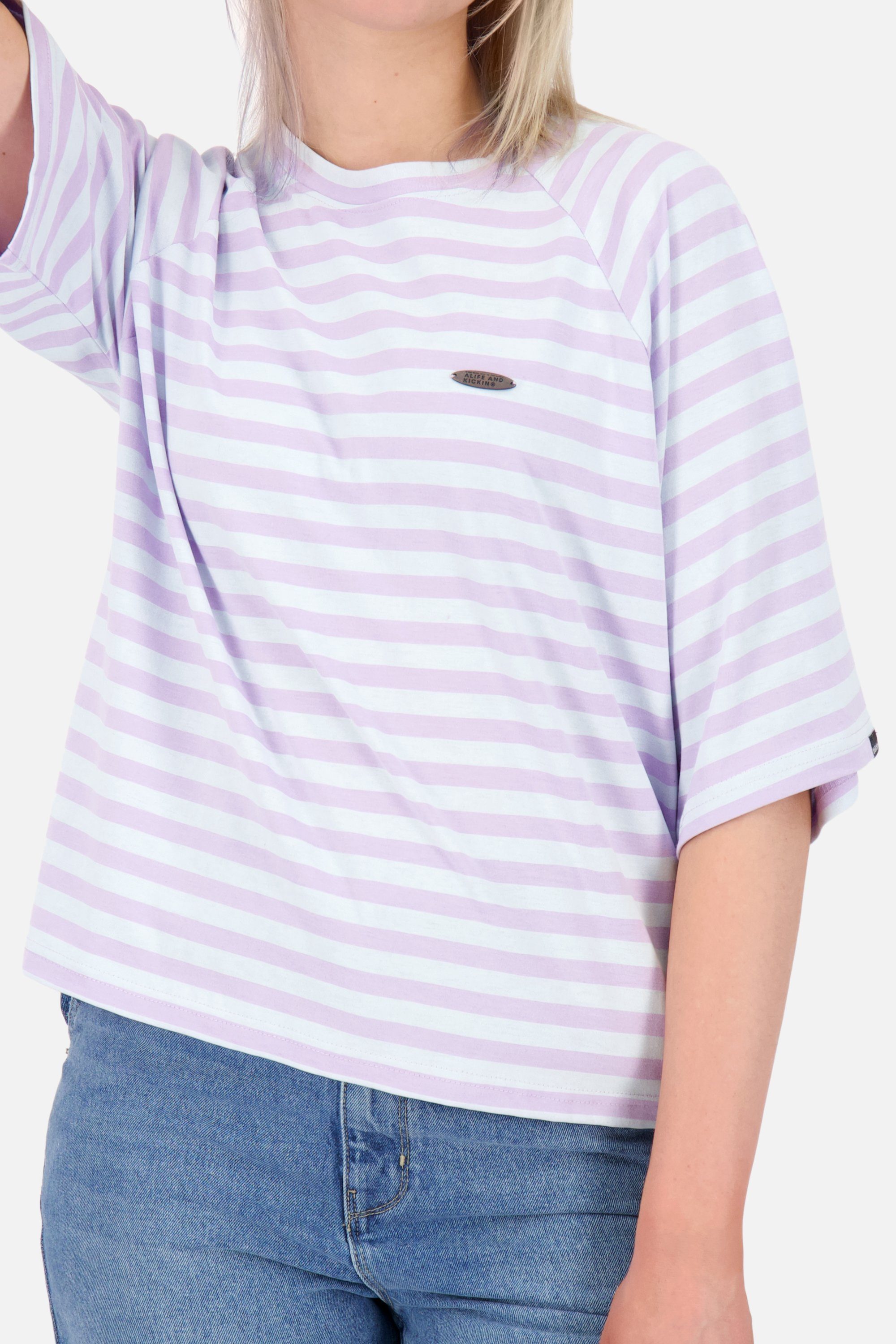 Kurzarmshirt, Damen lavender digital Shirt RubyAK Shirt Kickin Rundhalsshirt Alife & Z