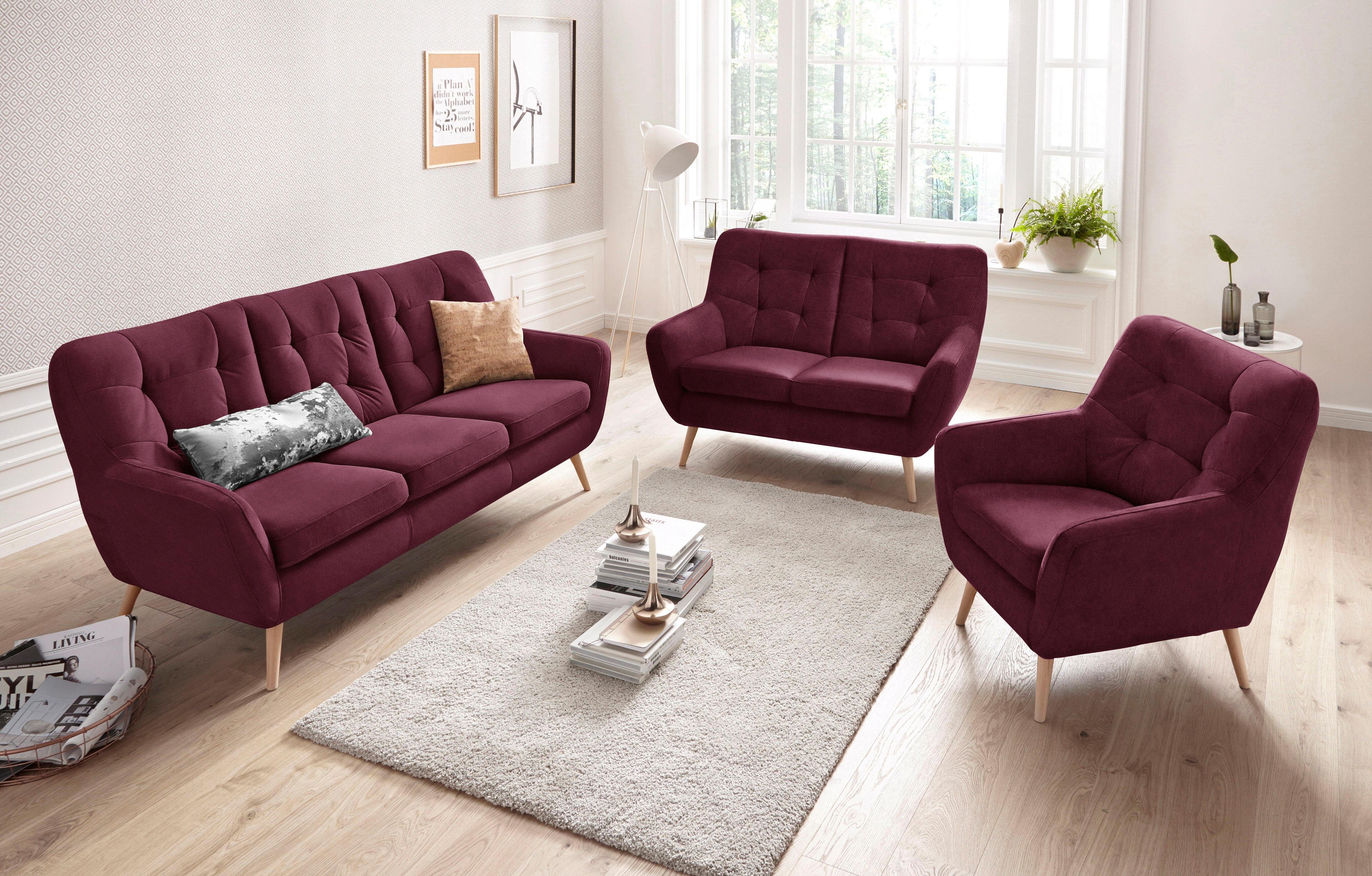 exxpo - sofa fashion Sessel Scandi, Loungesessel mit tollem Sitzkomfort, hochwertige Polsterung, bequem, hohe Holzfüße