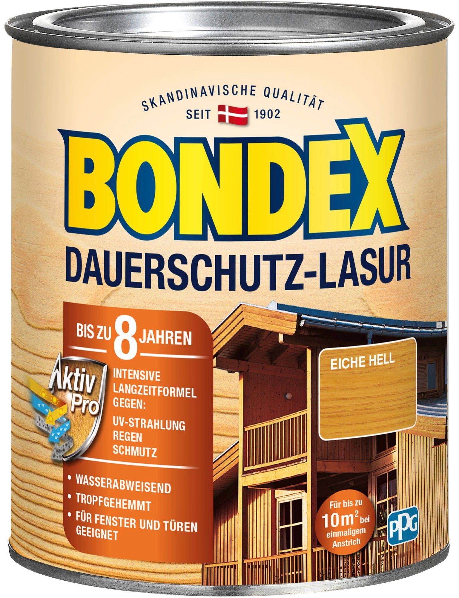 Bondex Holzschutzlasur DAUERSCHUTZ-LASUR, Ebenholz, 0,75 Liter Inhalt Eiche Hell