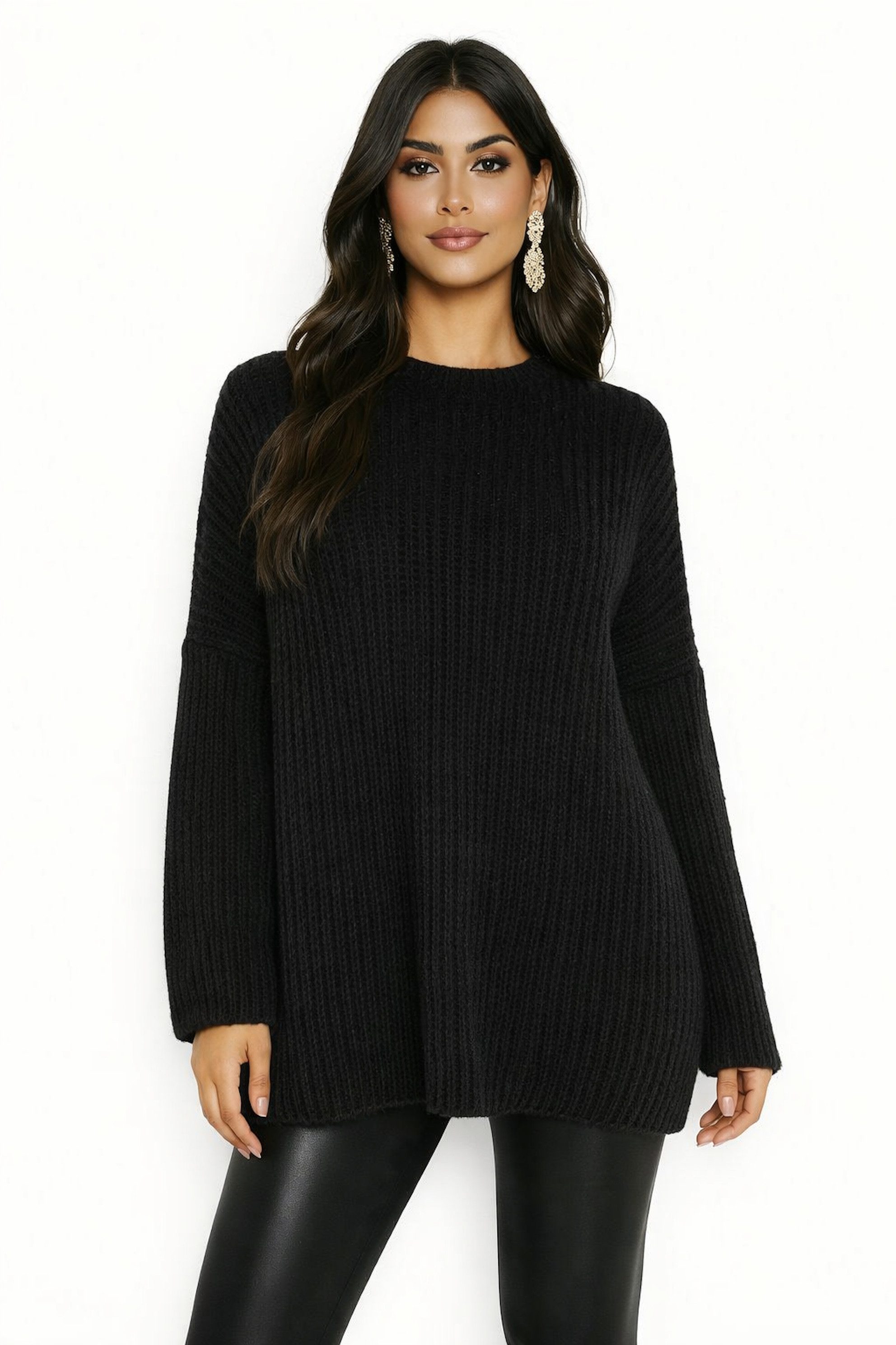 Worldclassca Longpullover WORLDCLASSCA Damen Oversize Strickpulllover Lang Pulli Dick Winter Neue Kollektion - Stilvolle und gemütliche Strickmode für Damen