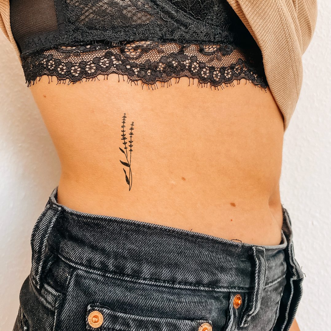 Inkster Schmuck-Tattoo Lavendelblüten, wasserfestes temporäres Tattoo, 2 Wochen Halt