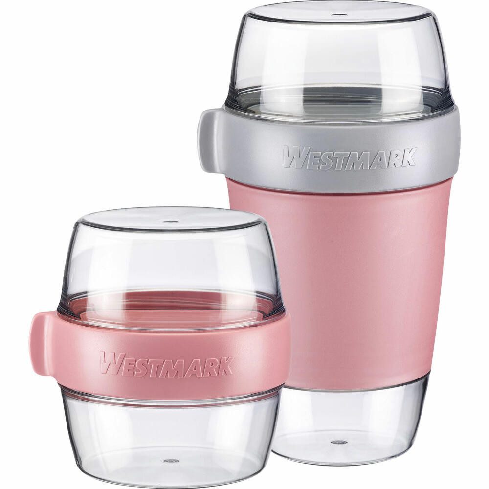 WESTMARK Lunchbox / Lunchpot inkl. Pocketbox, 2 Stück, rosa, Kunststoff (PP,ABS,SAN,TPE), (Set), Set, spülmaschinengeeignet, perfekt für Schule, Kita, Büro oder Uni