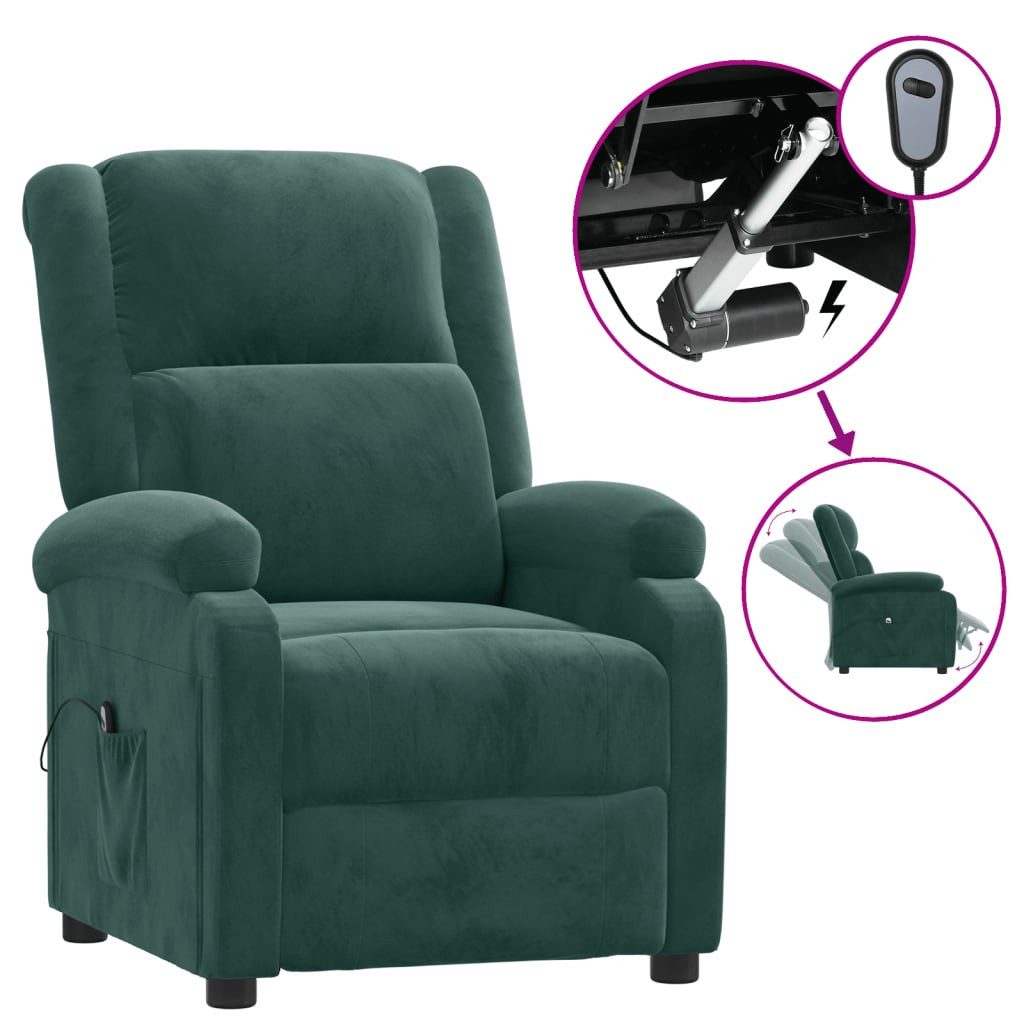 vidaXL Sessel Relaxsessel Elektrisch Dunkelgrün Samt günstig online kaufen