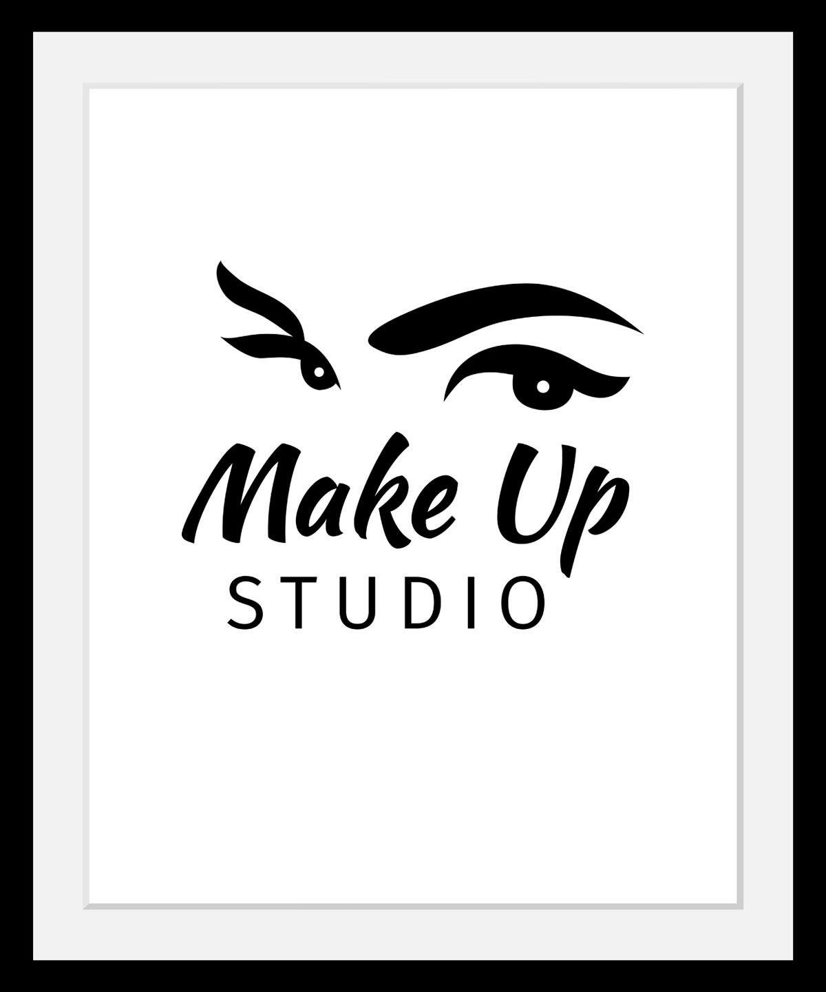 queence Bild Make up Studio, Fashion, Frau, Motivationsbilder, Schriftzug, Schwarz-Weiß, HD Premium Poster-Druck inkl. Holzrahmen