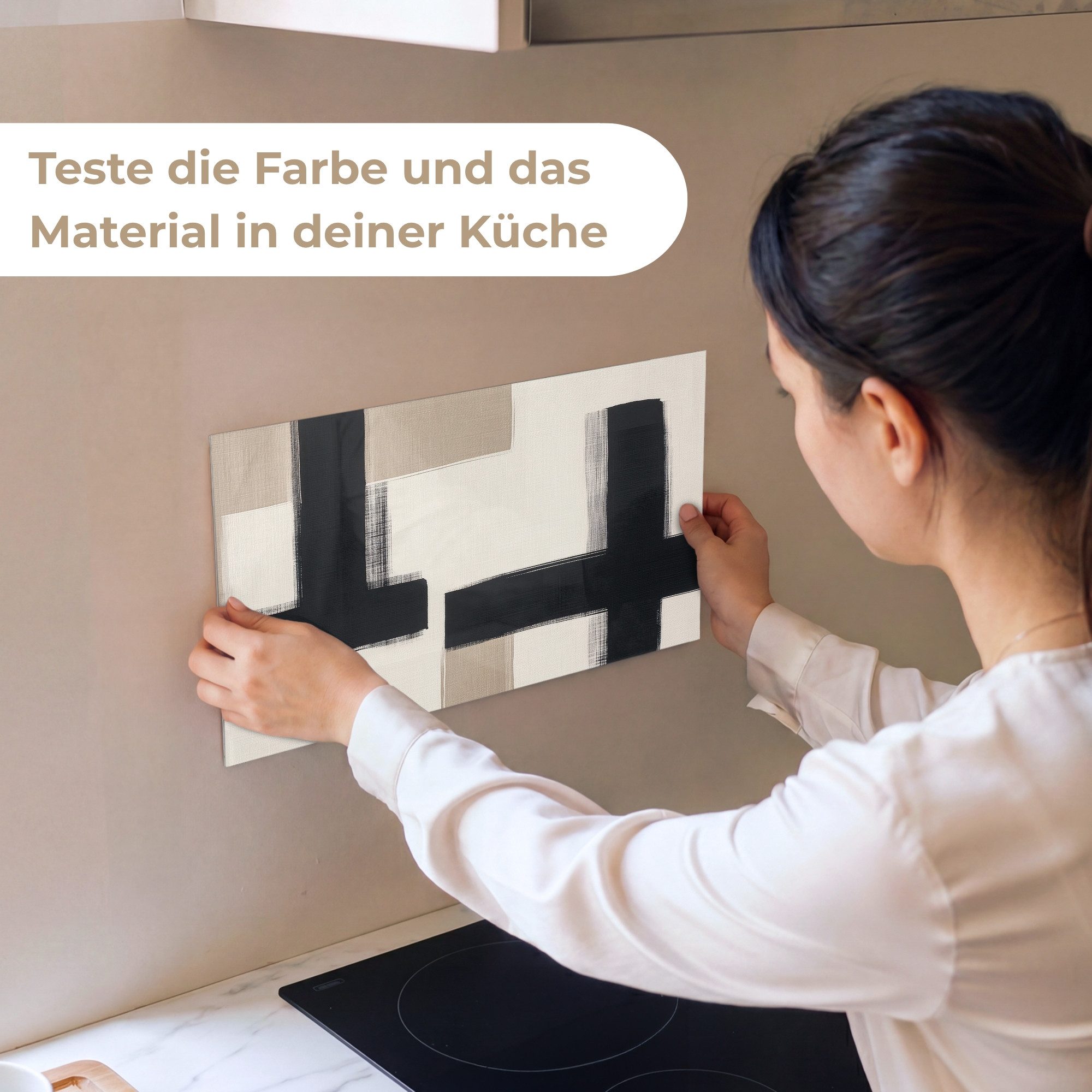 KitchenYeah Küchenrückwand Muster selbstklebend (keine Folie) Schwarz - Abstrakt - Japanisch, (1-tlg), Spritzschutz, Küche, Rückwand, Küchenwand, Küchenfront, 30x20 cm