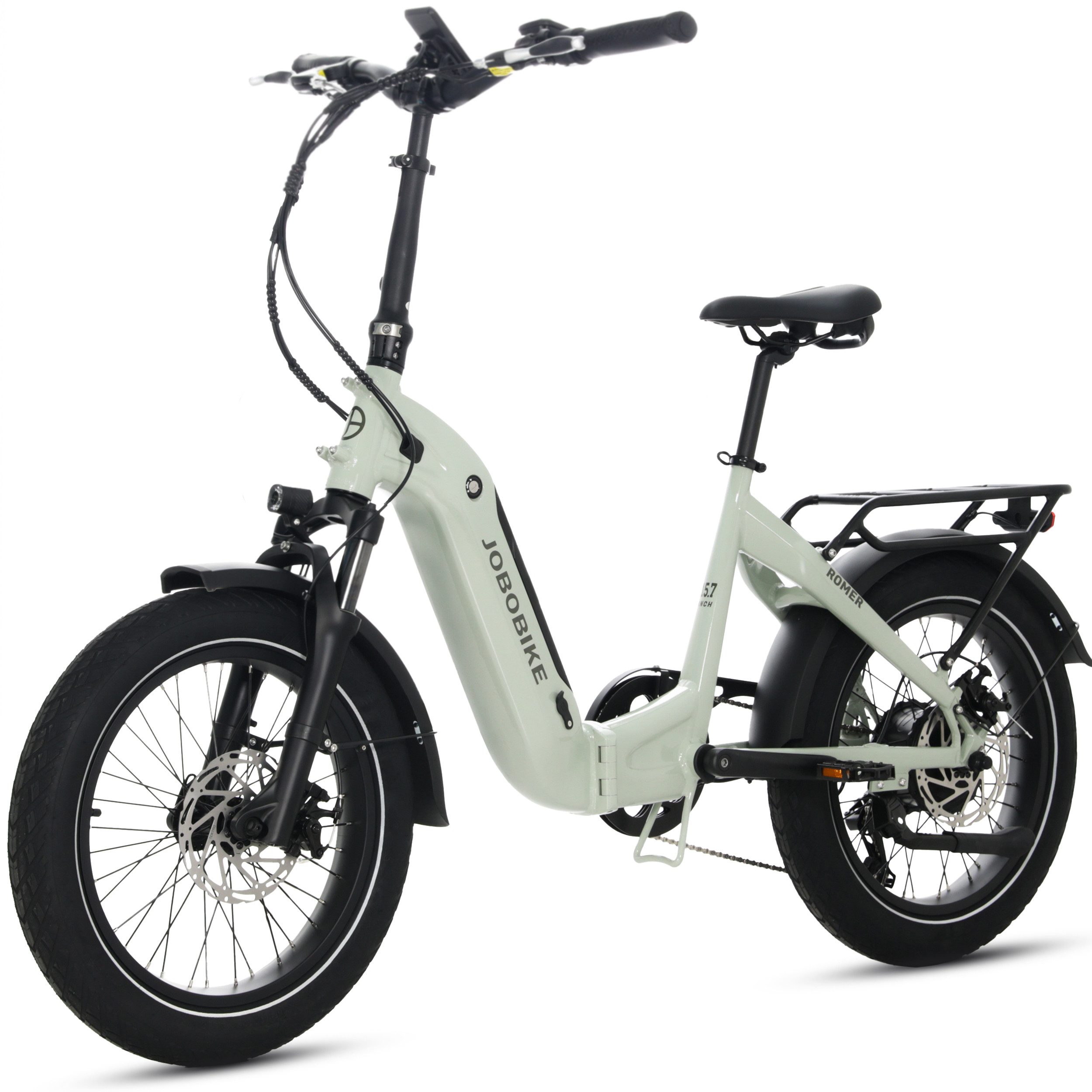 JOBOBIKE E-Bike Klapprad 20 Zoll Fatbike, 120km, Faltbarer Alurahmen, mit Bremslichtfunktion, 7 Gang Shimano, Heckmotor, 720 Wh, (Farbdisplay, Elektrofahrrad für Damen Herren, All-Terrain-E-Bike), Romer, 5 Stufen, 3,0-Zoll-CST-Breitreifen, E-Citybike, Scheibenbremsen