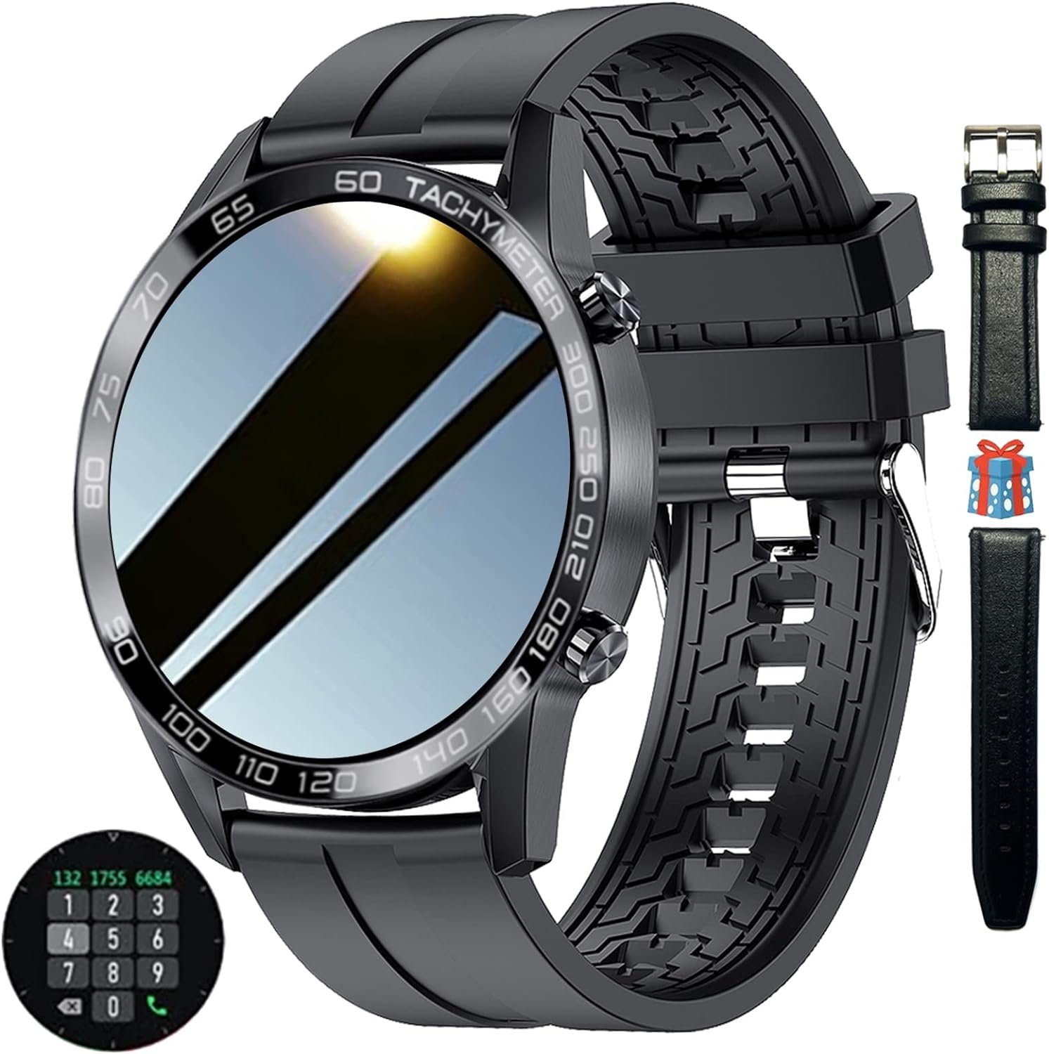 FILIEKEU Smartwatch (1,3 Zoll, Android iOS), Bluetooth Anruf für Männer  Blutdruck Sport Wasserdicht Armbanduhr