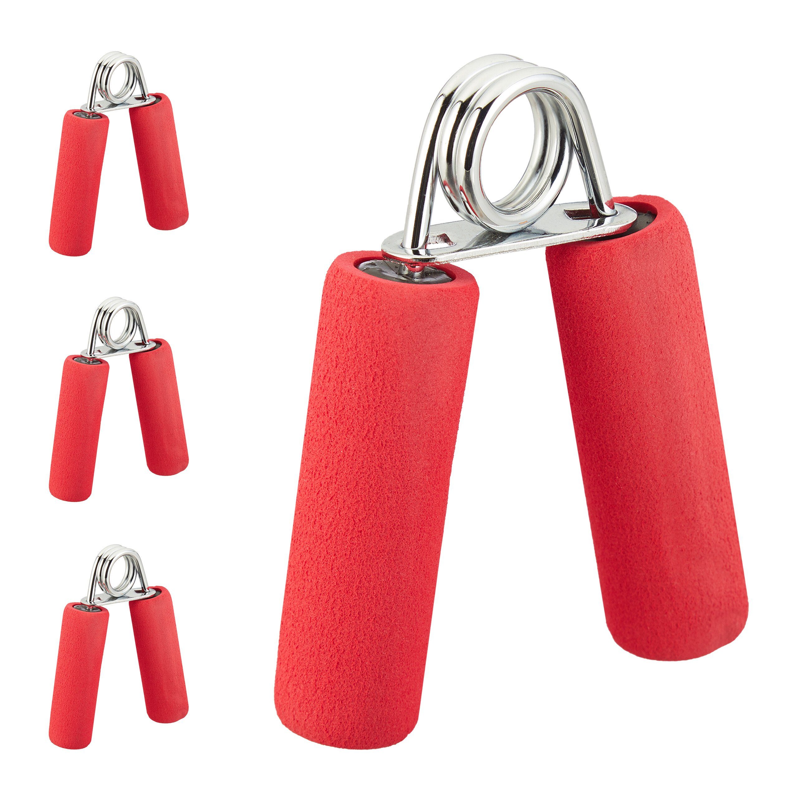 relaxdays Handmuskeltrainer 4x Fingertrainer rot