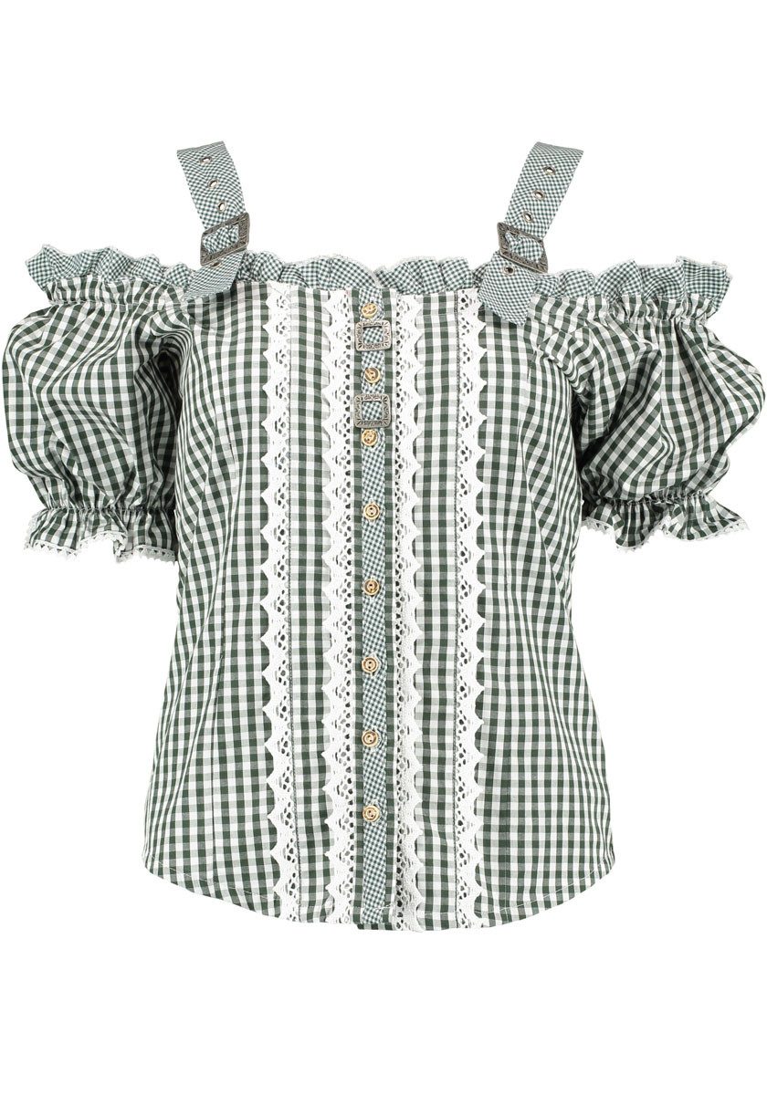 OS Trachten Trachtenbluse Ximira Tailliert, Bluse mit Trägern, Puffärmel, S günstig online kaufen