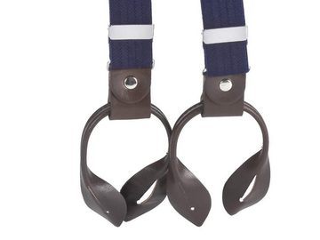 LLOYD Men’s Belts Hosenträger Casuals Holländer, Hosenclips, 25mm Bandbreite, dunkelblau, braune Lederparts
