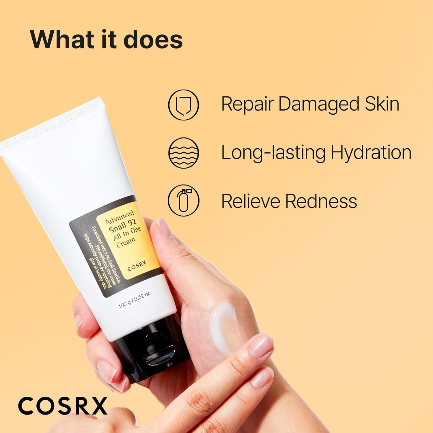 Cosrx Tagescreme Advanced Snail 92 All in One Cream – Feuchtigkeitspflege mit 92 % Schneckenschleim – 100 ml – Regenerierende Gesichtscreme, für trockene & empfindliche Haut, zieht schnell ein