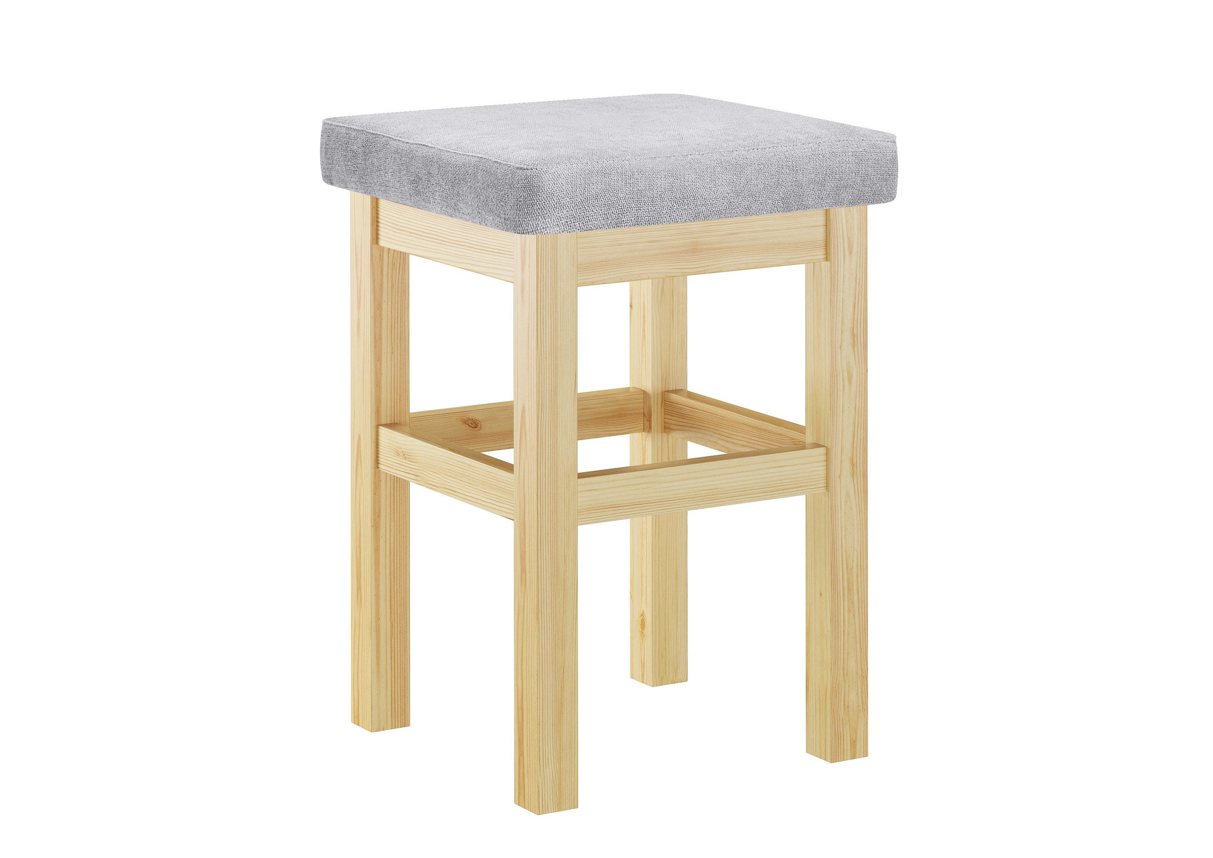ERST-HOLZ Arbeitshocker Holzhocker Polsterfarbe Sitz Hellgrau günstig online kaufen