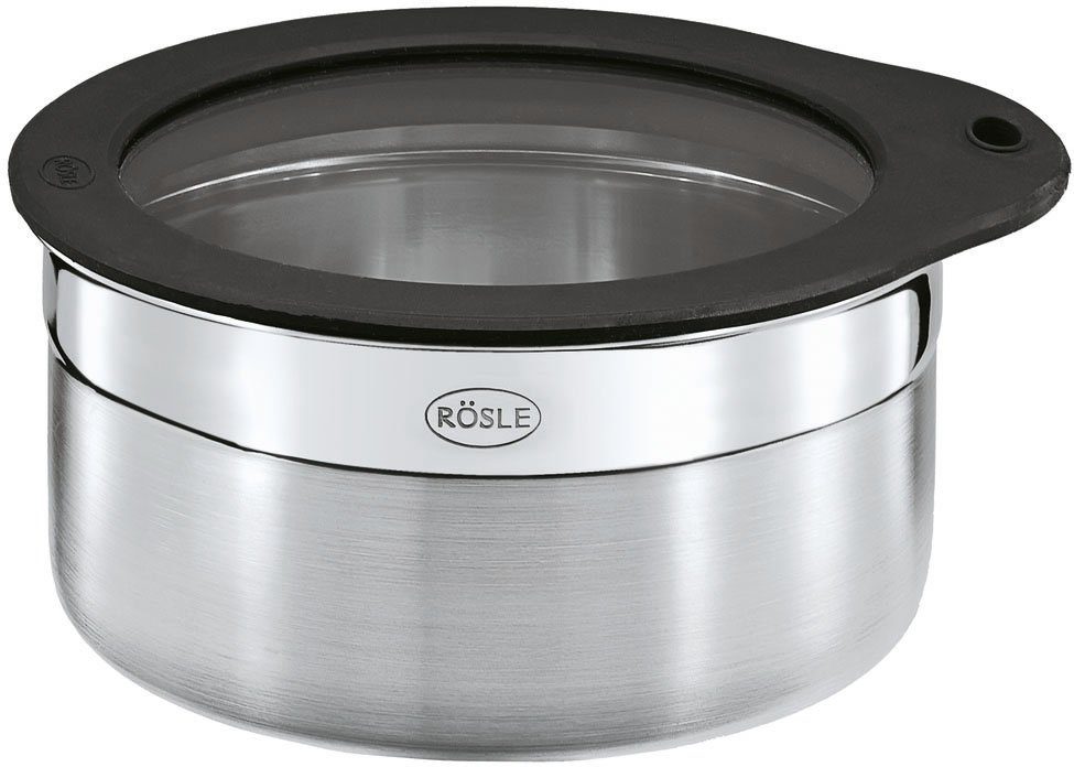 RÖSLE Frischhaltedose, Edelstahl 18/10, Glas, Silikon, (1-tlg), zur Aufbewahrung von Lebensmitteln, spülmaschinengeeignet