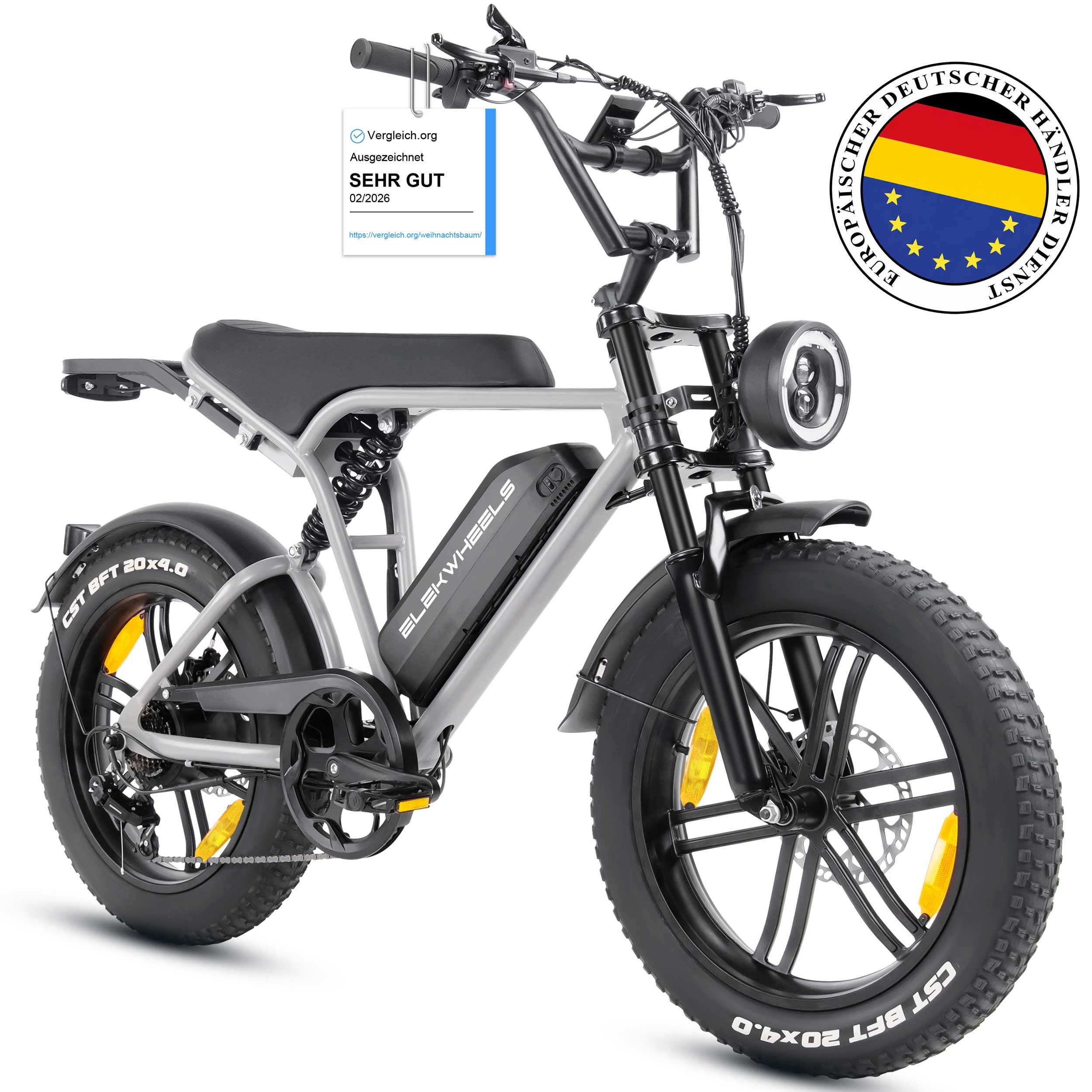 Vankel E-Bike Cityrad E6-2.0 Elektrofahrrad 20” x 4 Damen u. Herren Pedelec 720Wh Max.108KM, Heckmotor, 720 Wh, Pedelec, Elektrofahrrad E-Mountainbike für Erwachsene, E-bikes
