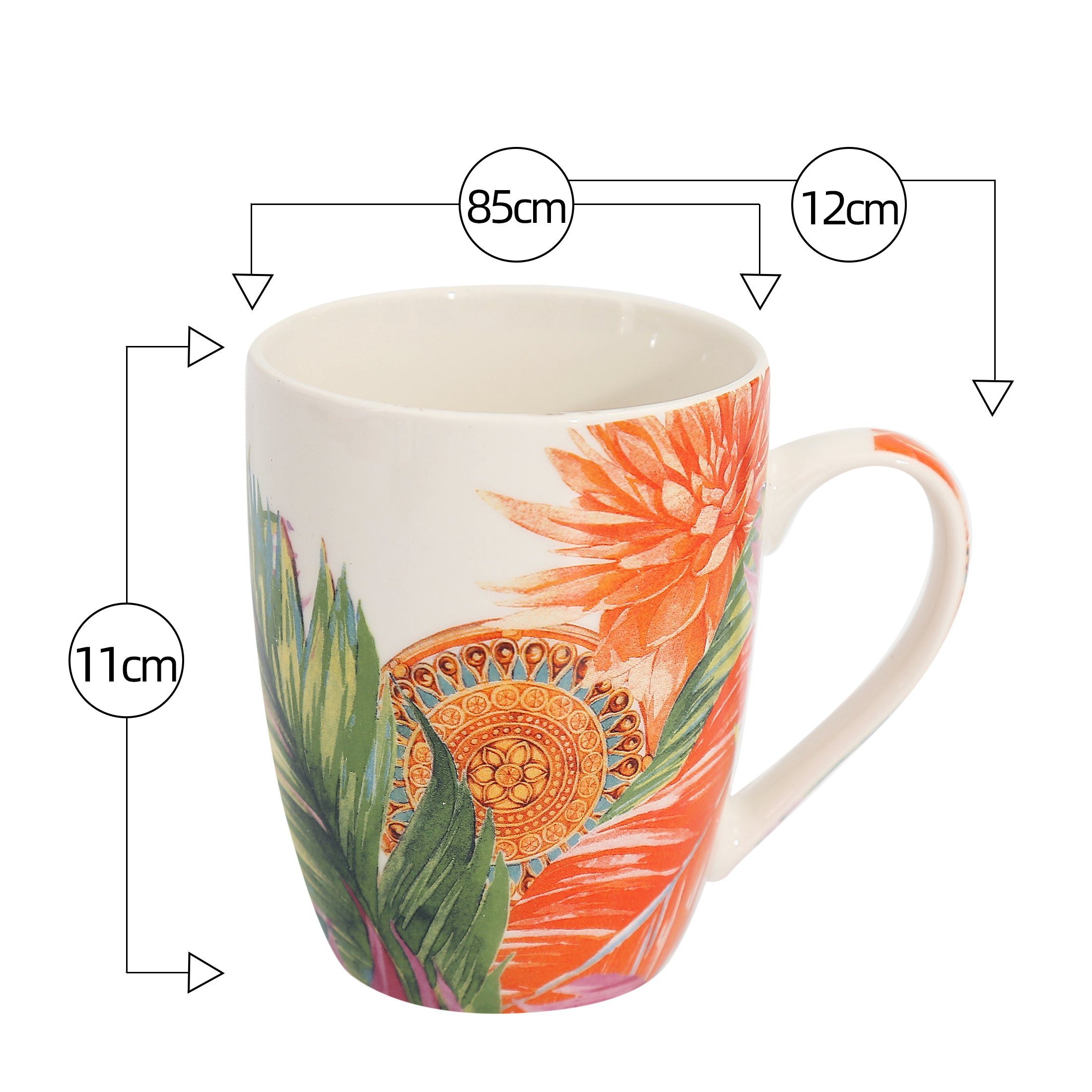 Kaffeetasse Design Keramik, Flanacom - Keramik Nature/Boho Boho Multi Leaves, Design Tasse