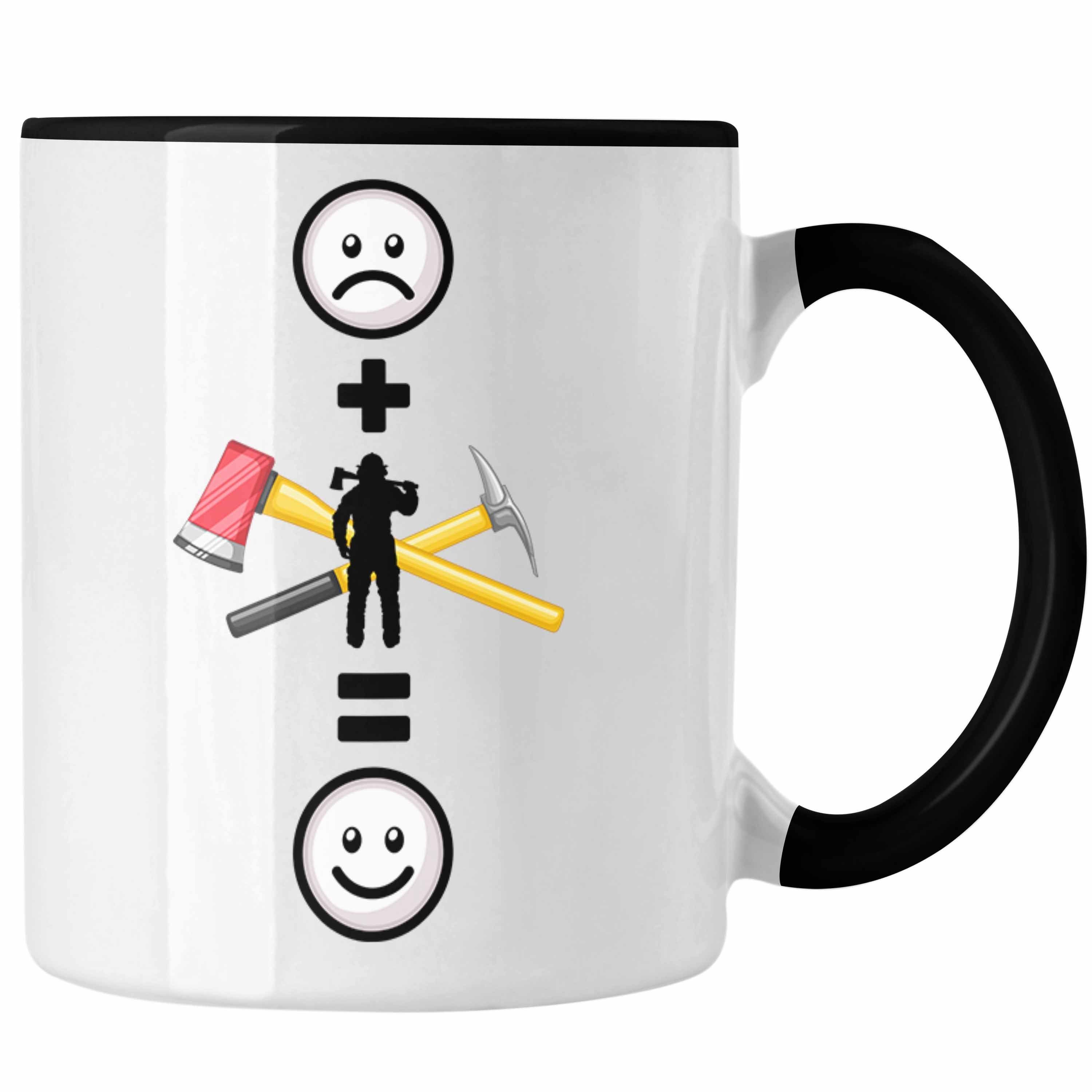 Trendation Tasse Feuerwehr Tasse Geschenk Geschenkidee Schwarz Feuerwehrmann für Lustige :(F