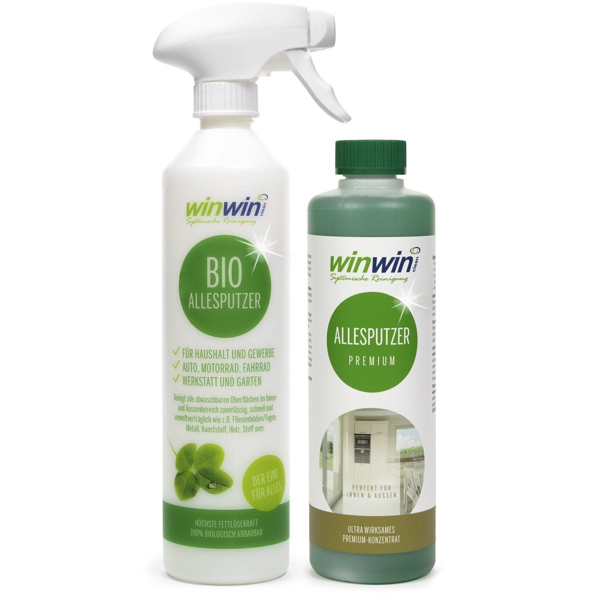 winwinCLEAN Allesputzer PREMIUM 500 + Dosierflasche Allzweckreiniger (Set, [- 1x Allesputzer PREMIUM 500ml, 1x Dosier-/Sprühflasche Allzweckreiniger)