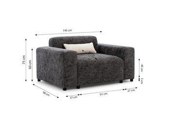 Furnix Sessel ROLIA 1-Sitzer Einzelsessel fürs Wohnzimmer passend zur Serie, 145x75x98 cm, Sitzhöhe 50 cm, Sitztiefe 73 cm, Massivholzfüße