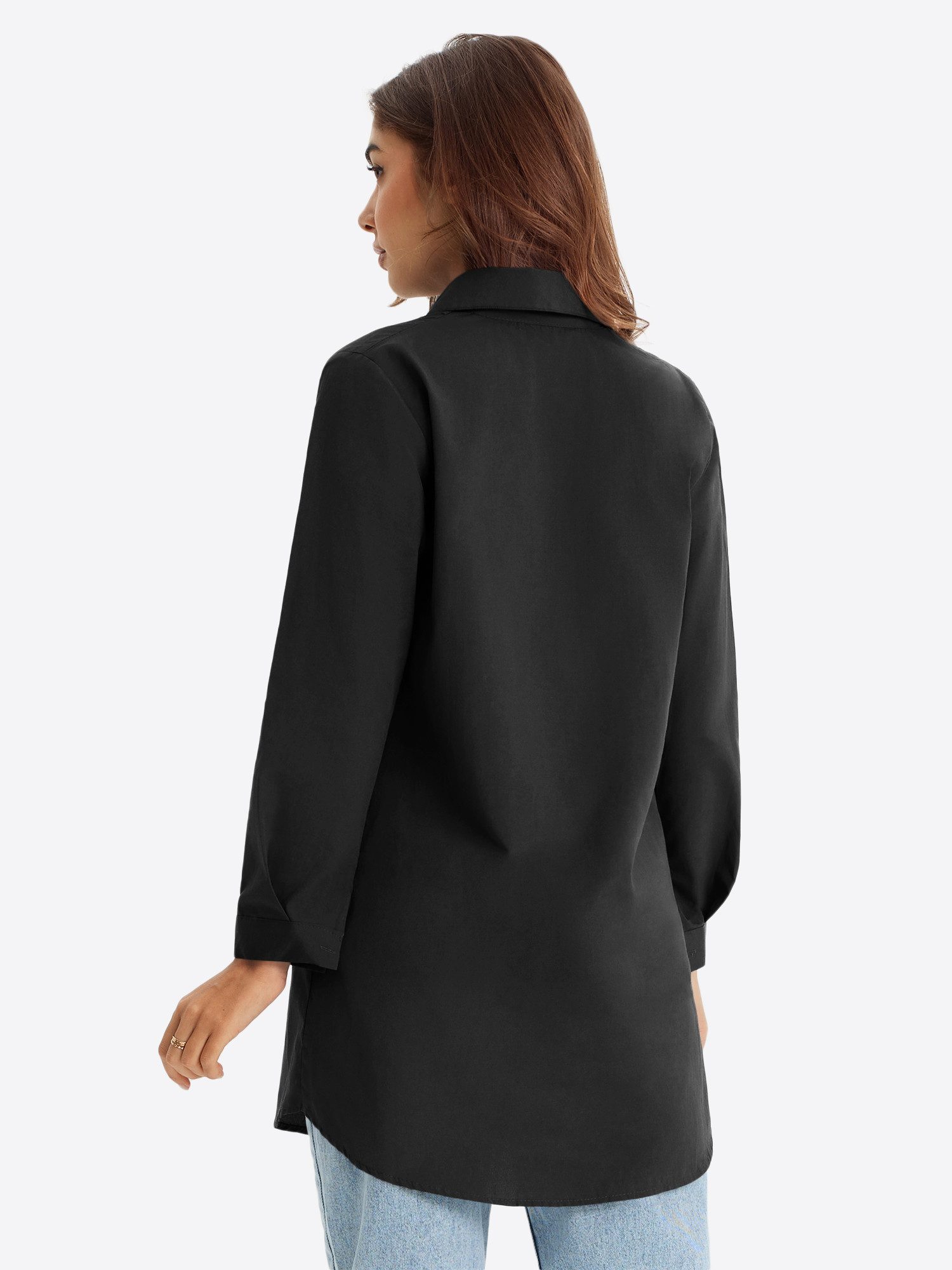 Imily Bela Blusenkleid Damen Langarm Bluse Kleid Elegant mit Hemdkragen und Knopfleiste (Packung, 1-tlg., 1per-Pack) in Unifarbe