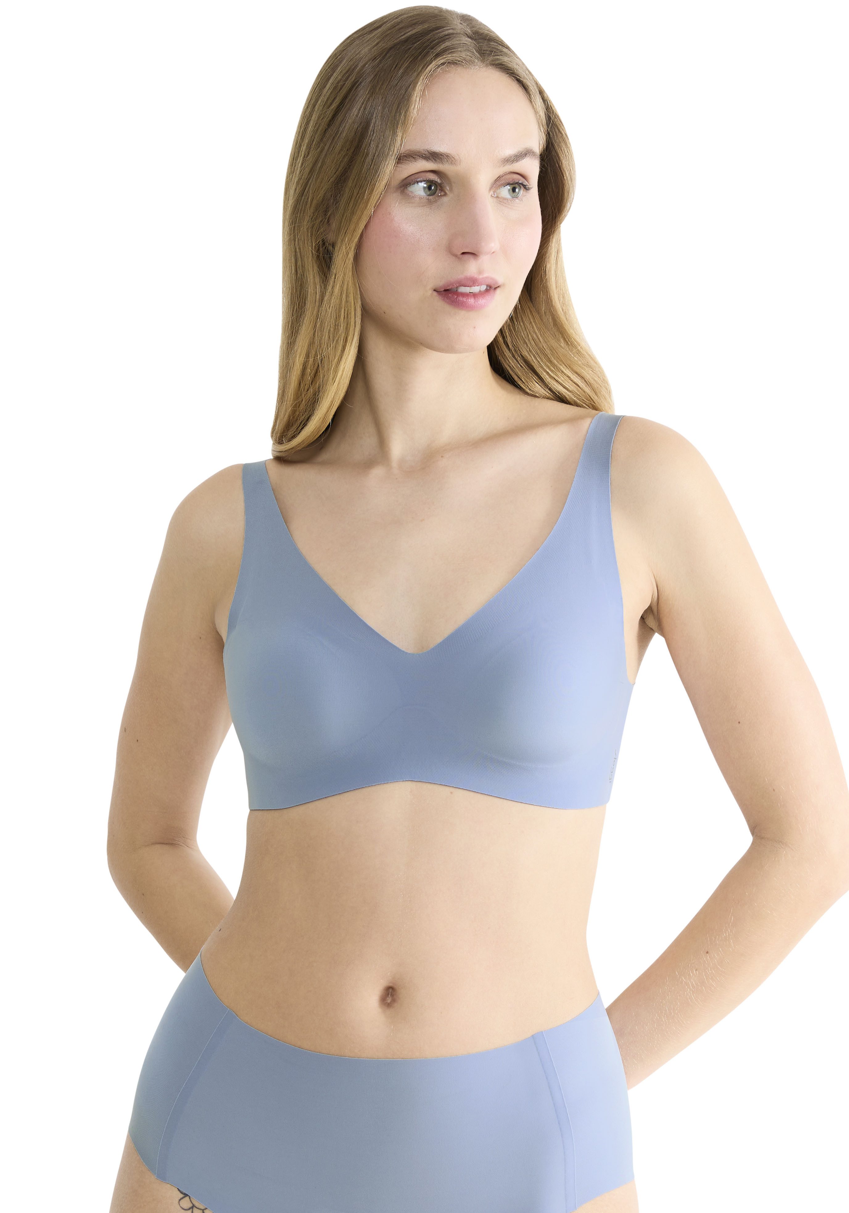 sloggi Soft-BH ZERO Feel 2.0 nahtlos, herausnehmbaren Pads, V-Ausschnitt, breite Träger, Microfaser