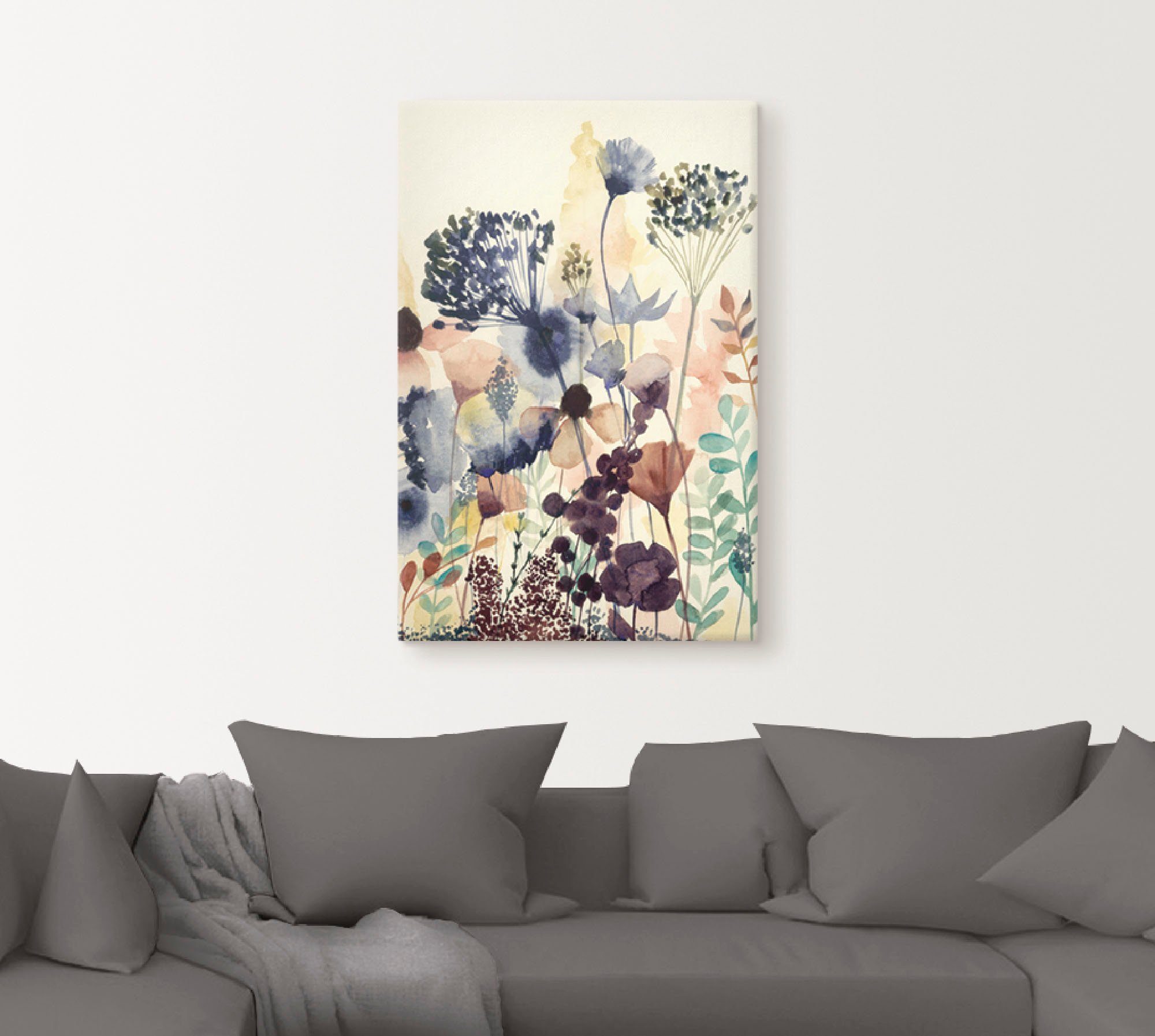 Artland Leinwandbild Sonnengetrocknete Blüten II, Blumenwiese (1 St), auf Holzrahmen gespannt
