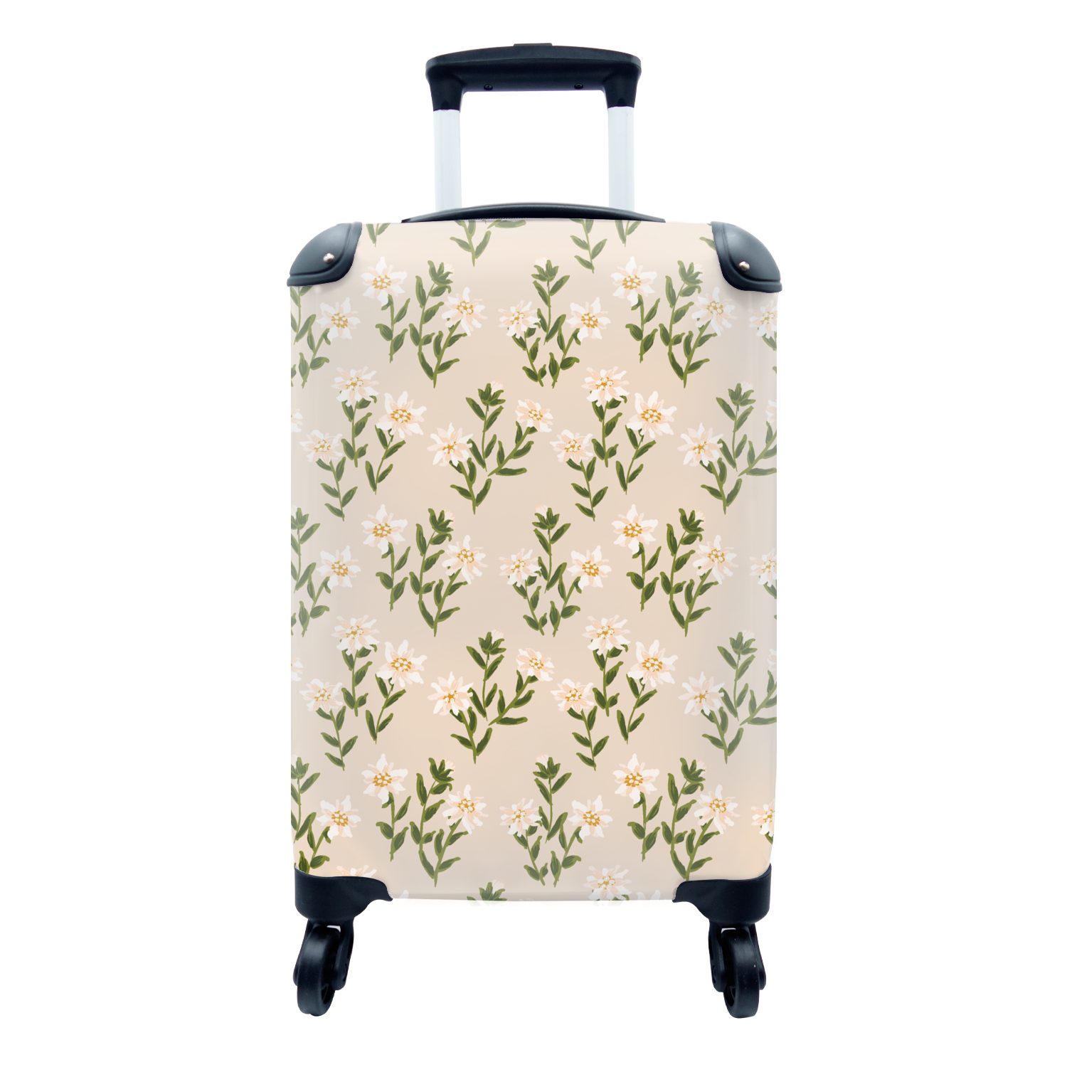 MuchoWow Handgepäckkoffer Edelweiss - Blumen - Muster, 4 Rollen, Reisetasche mit rollen, Handgepäck für Ferien, Trolley, Reisekoffer