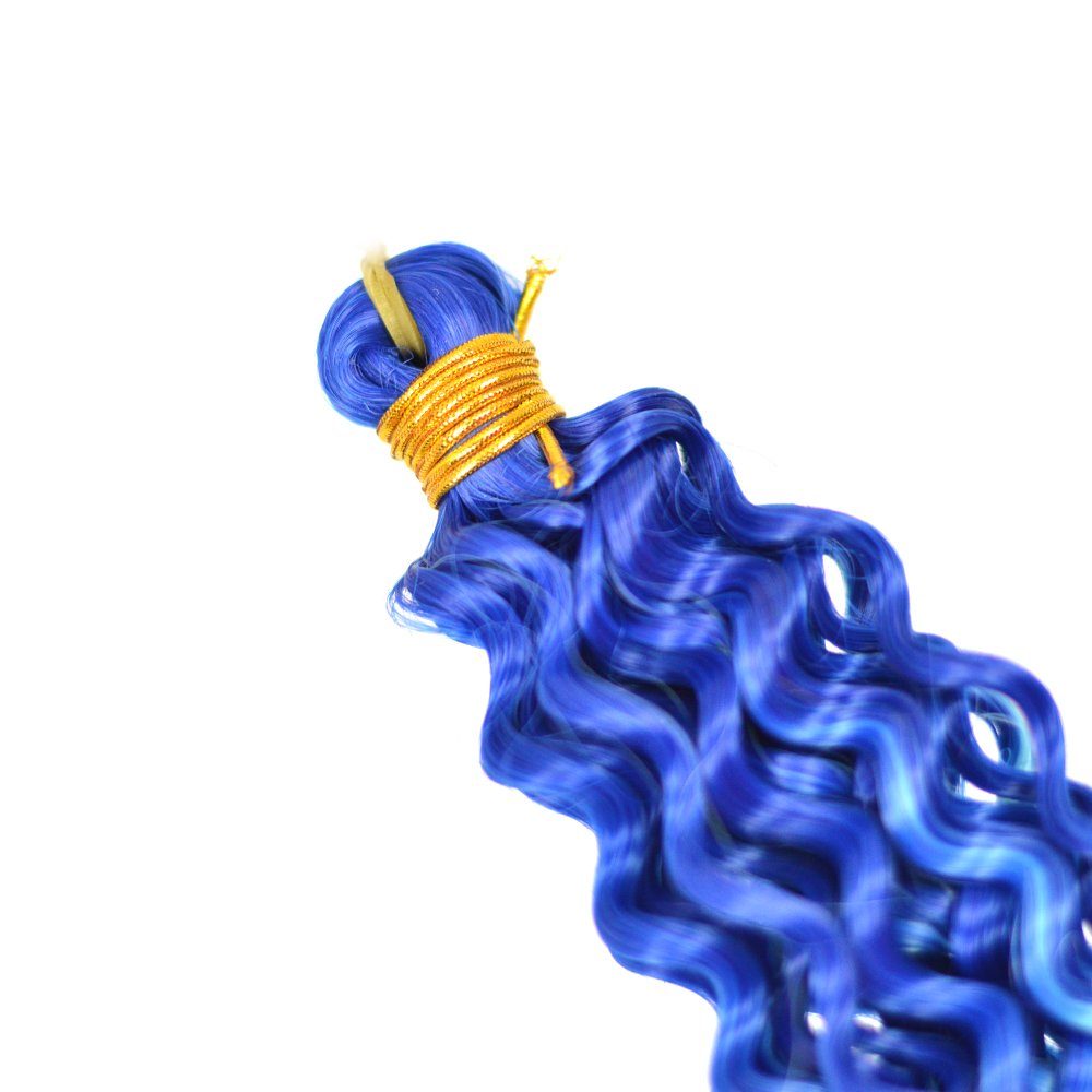 BRAIDS! 3er Flechthaar Blau-Hellblau Wave YOUR 15-WS MyBraids Crochet Ombre Braids Deep Kunsthaar-Extension Pack Wellig Zöpfe