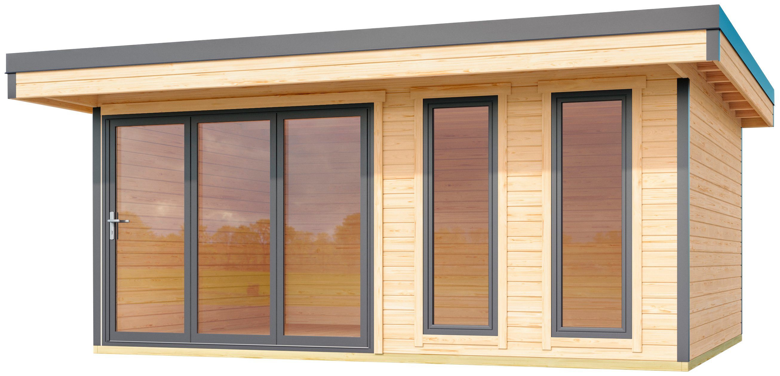 Thumbnail - LASITA MAJA Gartenhaus DOMEO 8 NATUR/ANTHRAZIT, BxT: 560x489,2 cm, (Set), Fundamentmass 5000 x 4000, Naturbelassen
