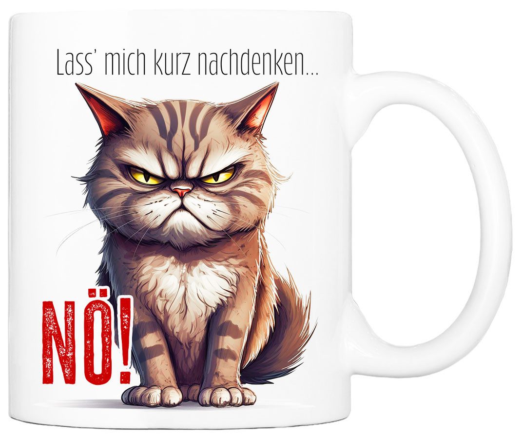Tasse mit Spruch KURZ NACHDENKEN Kaffeetasse Büro Arbeit, Geschenk