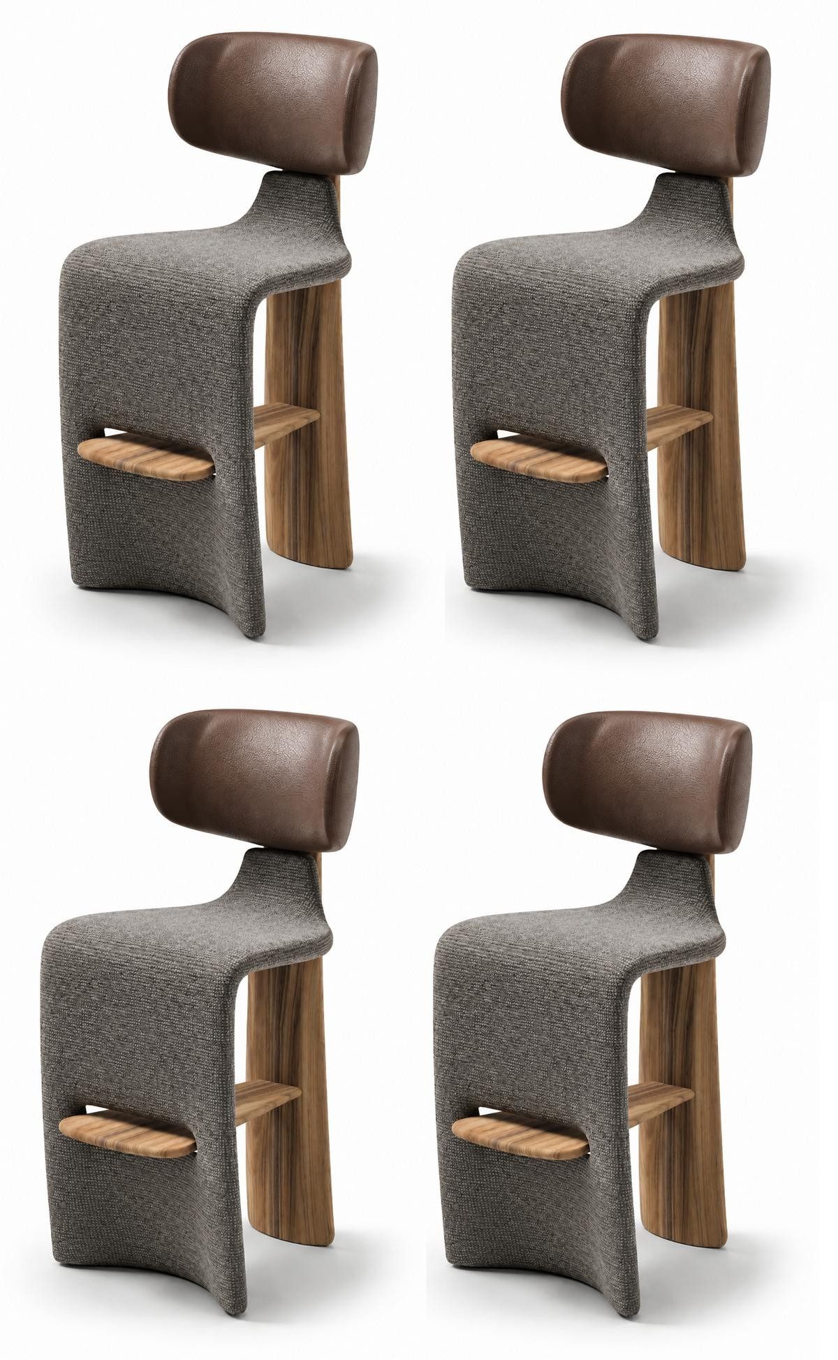 Xlmoebel Barhocker Elegantes Barhocker-Set aus Holz in Grau und Braun für Komfort, Made in Europa