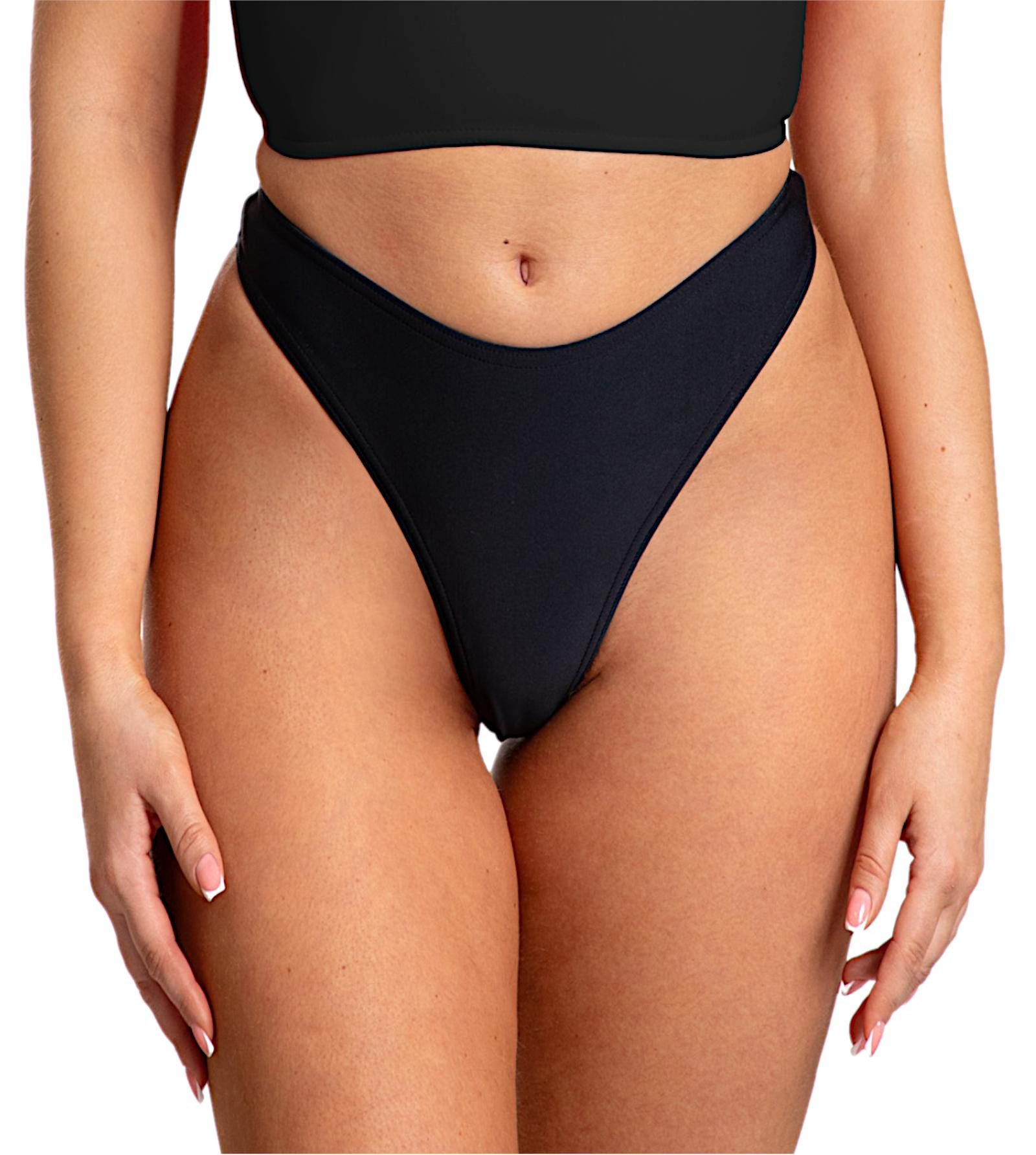 Aquarti Bikini-Hose Tanga Thong Bottom Hohe Taille