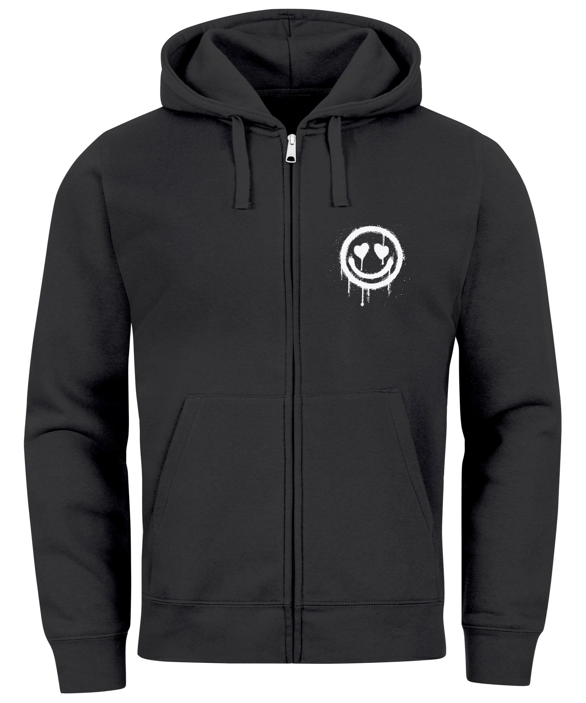 Sweatjacke Sweatjacke Herren Print Smile Drip Face Aufdruck Zip-Hoodie mit