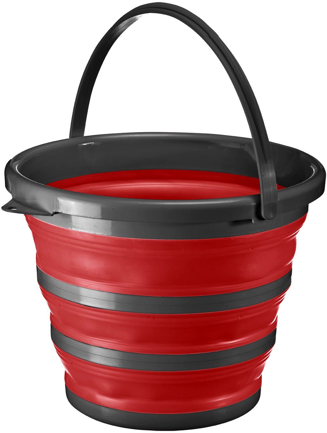 APT Falteimer Rund – Faltbar, 10 Liter, Anthrazit/blau, Ideal Für Camping, Garten & Haushalt