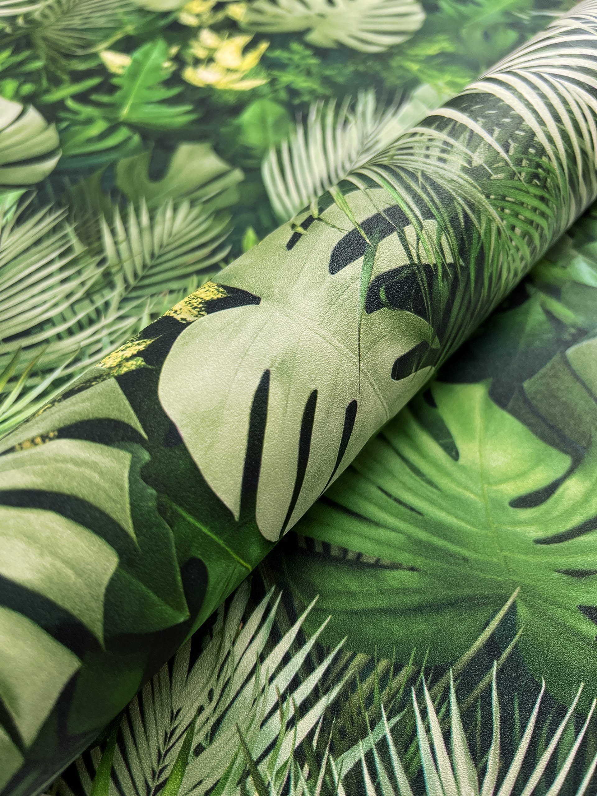 Newroom Vliestapete, Grün Tapete Modern Dschungel - Mustertapete Blumentape günstig online kaufen