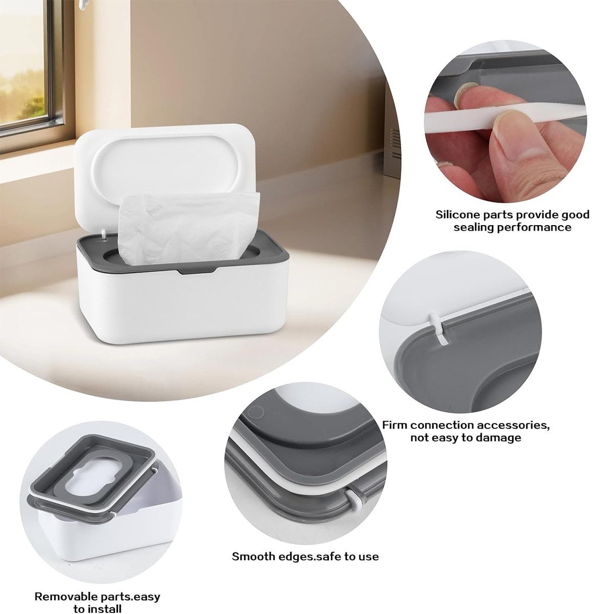 XDeer Papiertuchbox Tissue Boxen mit Deckel Hält Feuchttücher Frisch Serviettenbox, Tissue Box Baby Tücherbox Toilettenpapier Box Feuchttücher Box