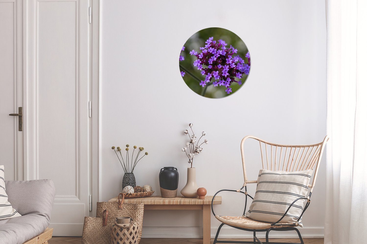 30x30 cm Wanddekoration Blumen-Eisenherz, (1 Wandbild, Kreis Rundes St), Wohnzimmer, MuchoWow Forex, Gemälde