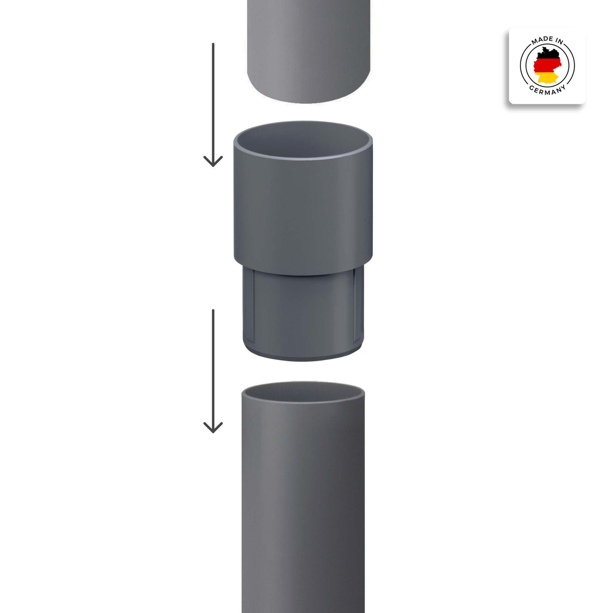 INEFA Regenfallrohr Verbinder für Fallrohre, (DN 50), Fallrohrmuffe, Verbindungsmuffe, Steckmuffe, Muffe für Fallrohre