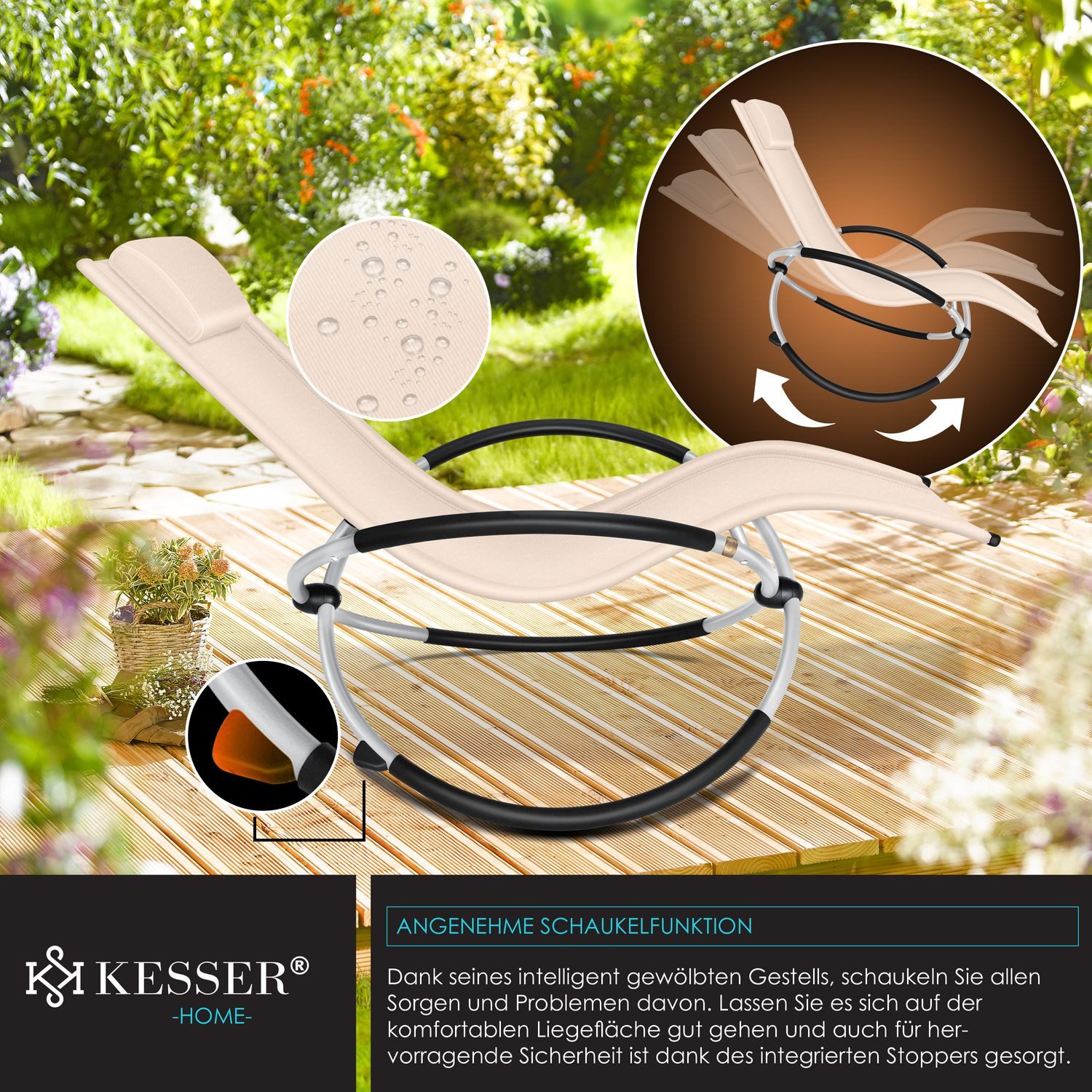 KESSER Gartenliege, Relaxliege Liegestuhl Gartenliege Gartenstuhl Klappstuhl