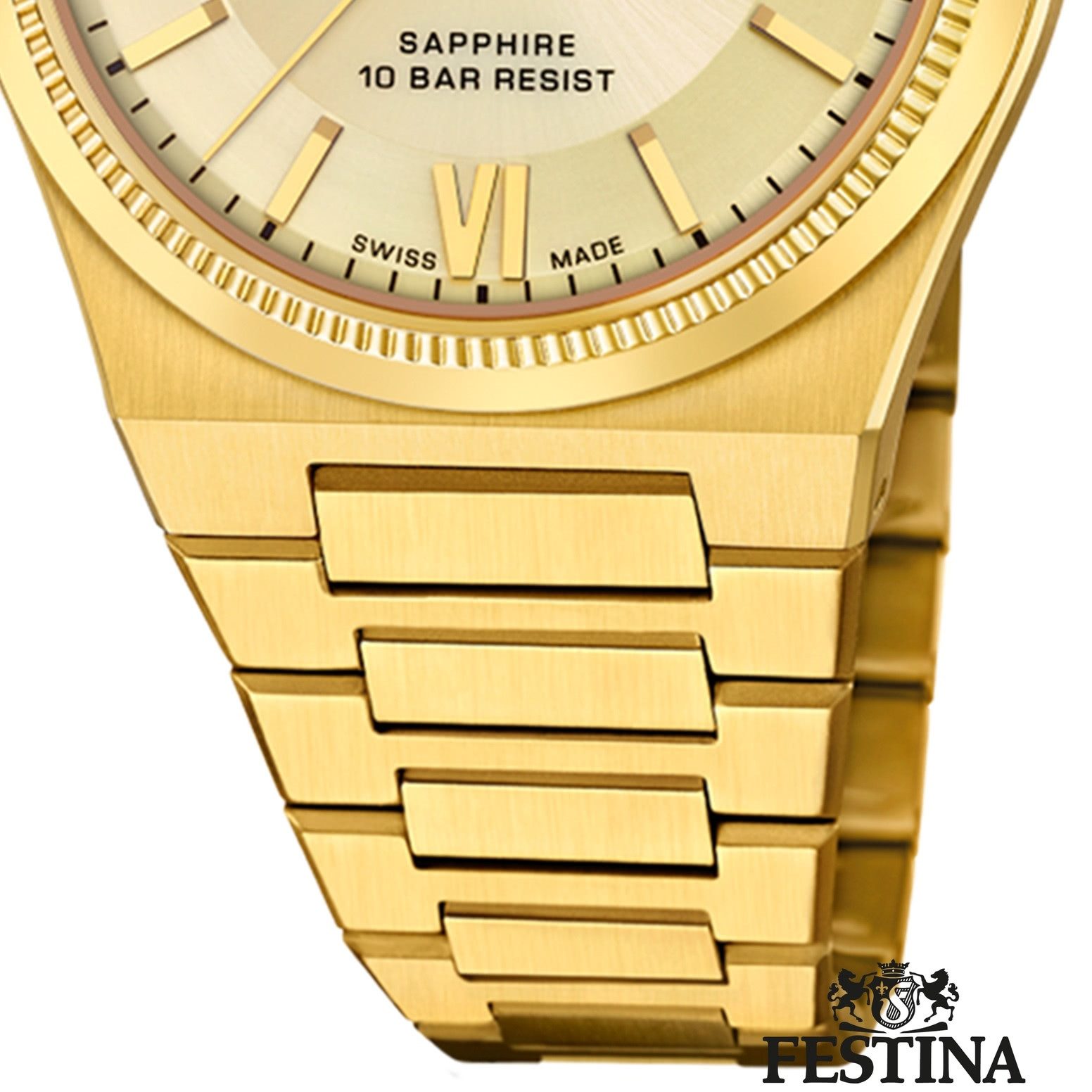 Festina Quarzuhr Festina Herrenuhr Edelstahl gold Festina, (Analoguhr), Herren Armbanduhr rund, Edelstahlarmband gold, Elegant