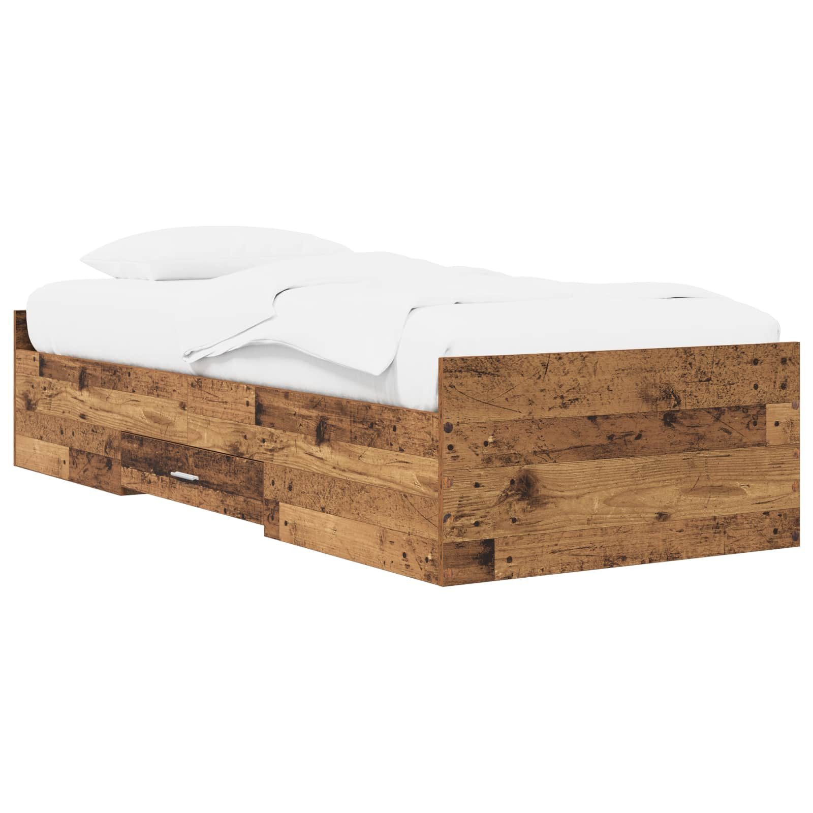 vidaXL Bett Bettgestell mit Stauraum Altholz 80 x 200 cm Holzwerkstoff (1-tlg)