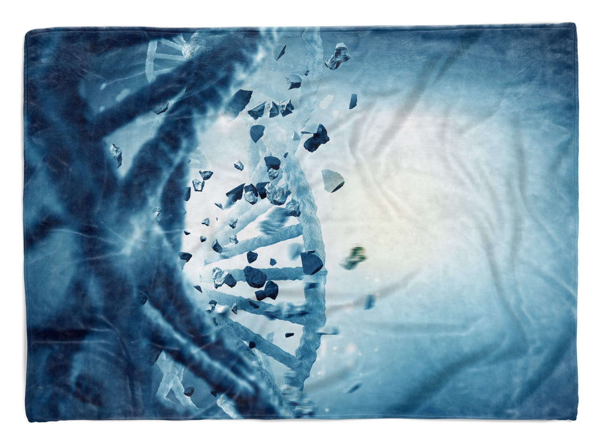 Sinus Art Handtücher Handtuch Strandhandtuch Saunatuch Kuscheldecke mit Fotomotiv DNA 3D Kunst Blau, Baumwolle-Polyester-Mix (1-St), Handtuch