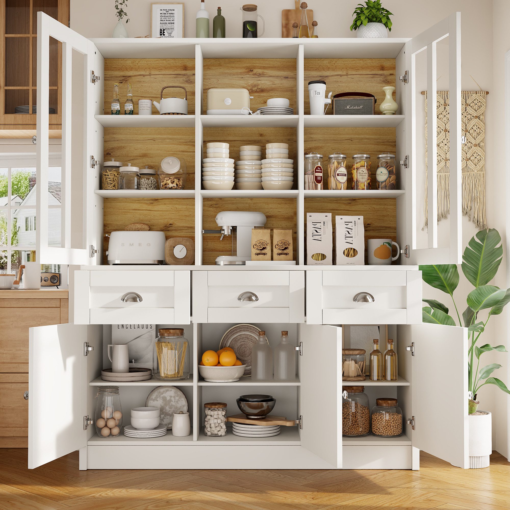 Odikalo Küchenbuffet Küchenschrank Anrichte Hochschrank Standvitrine günstig online kaufen