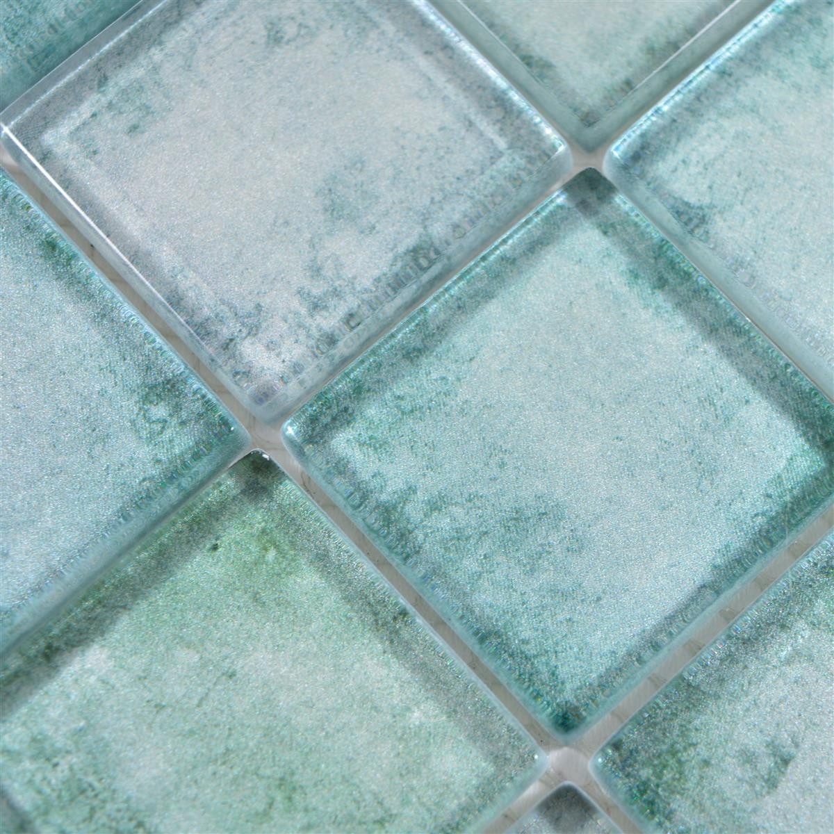 Mosafil Mosaikfliesen Glasmosaik Fliesen Clementine, Glas 30.000x30.000, grün-bunt, Verlegefertig auf ein Netz geklebt - Wasserfest