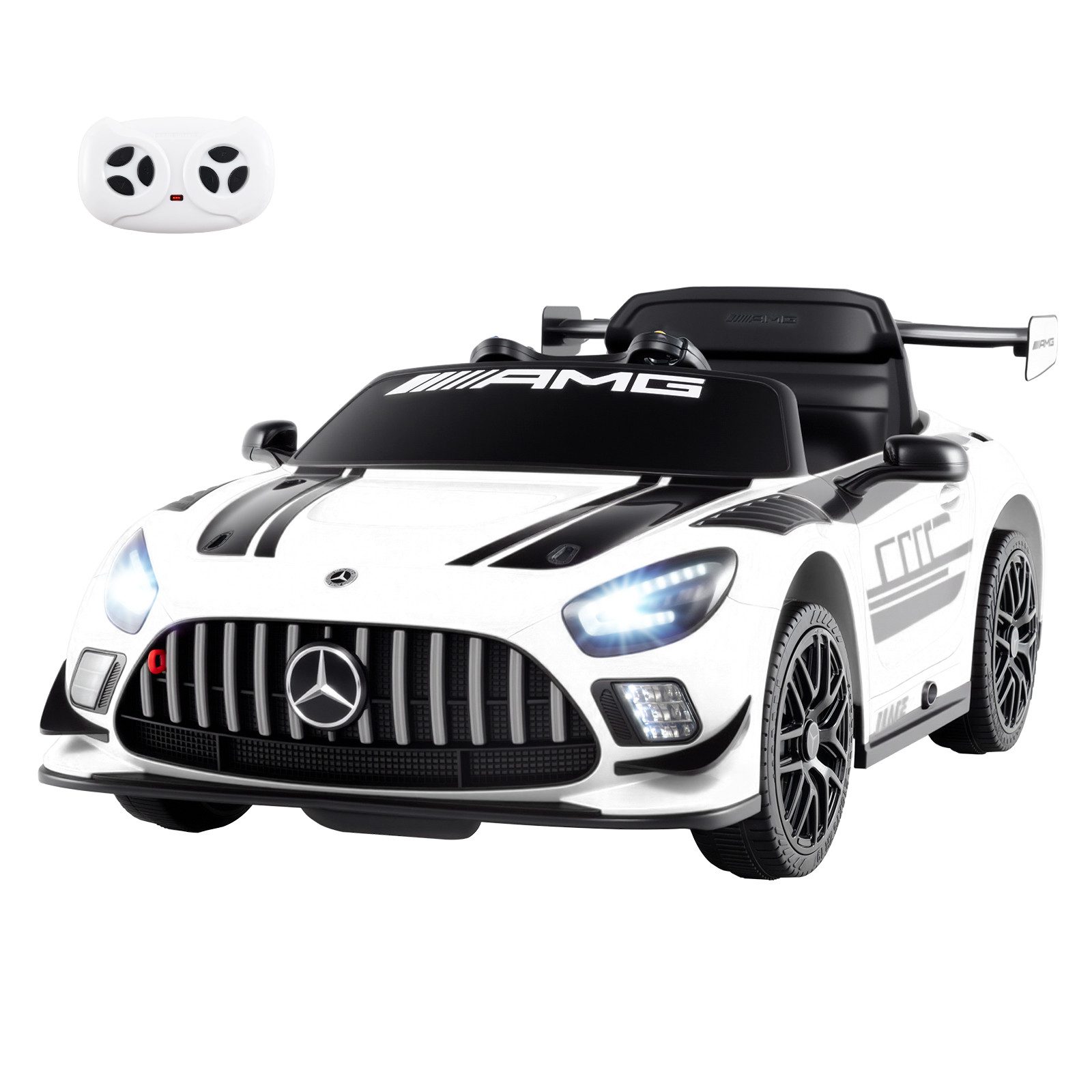 COSTWAY Elektro-Kinderauto, Belastbarkeit 25 kg, Mercedes AMG Elektroauto, 12V Kinderauto