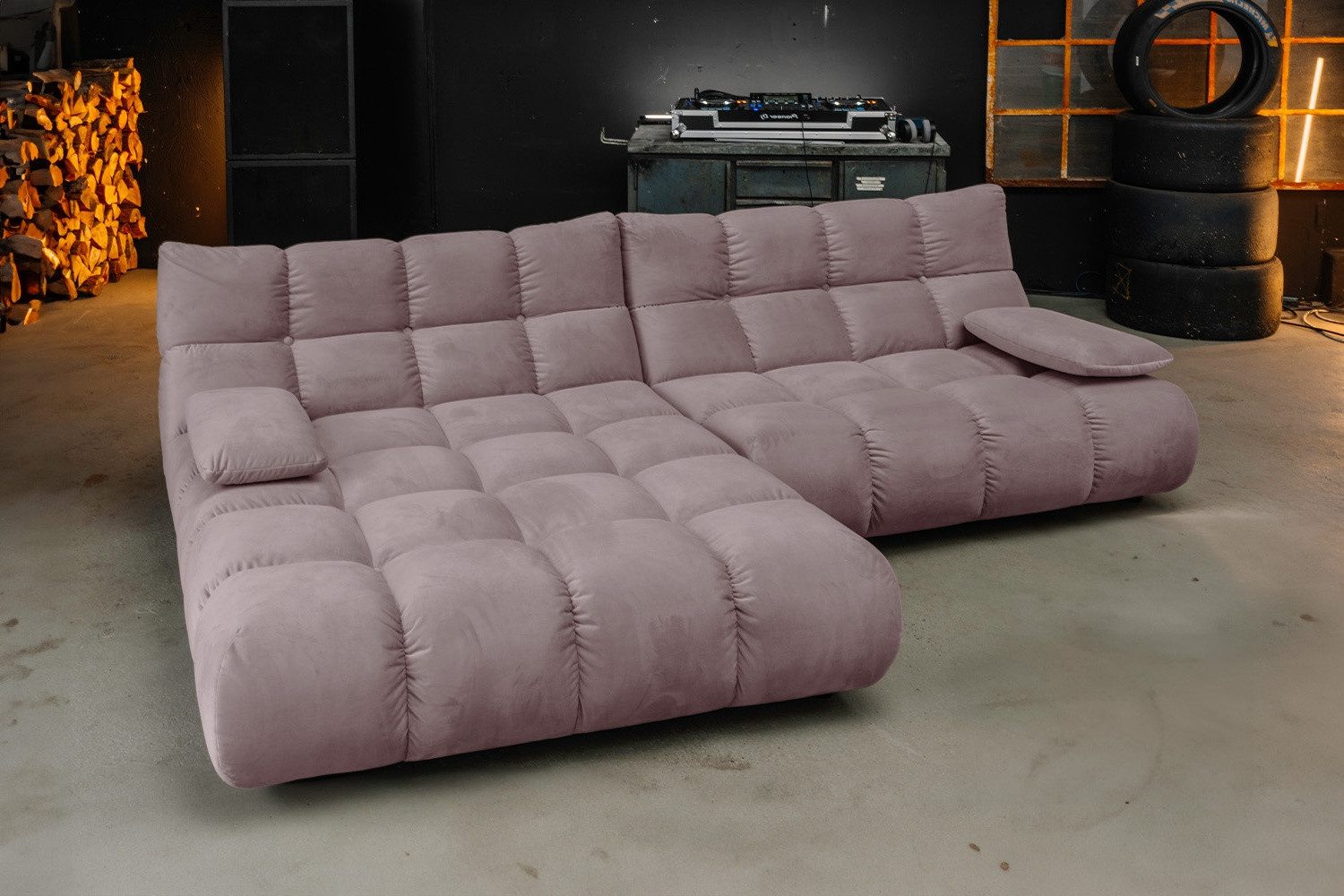 KAWOLA Sitzgruppe VIVIEN, (Set, 3-tlg), Ecksofa Drehsessel Hockerbank Velvet verschiedene Farben