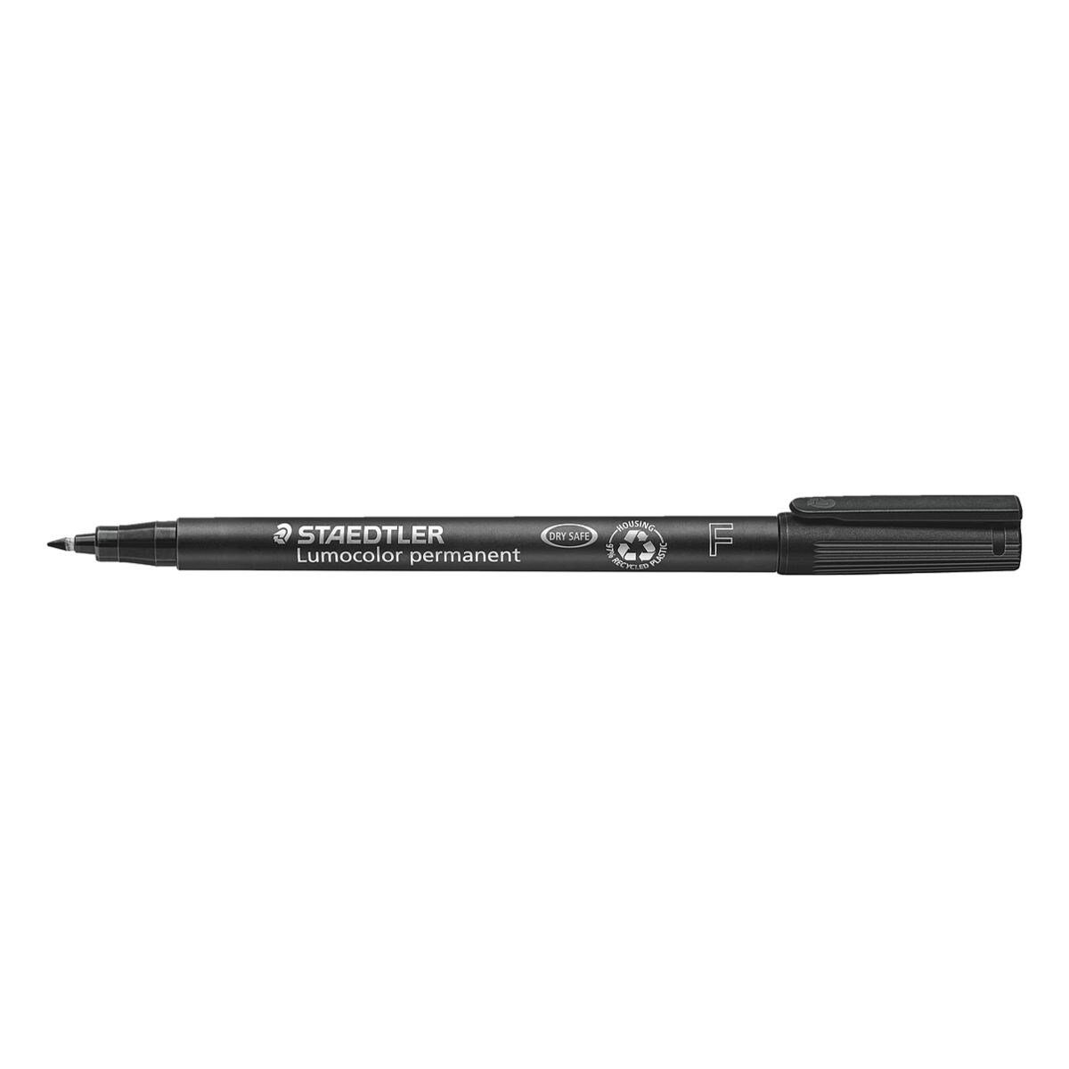 STAEDTLER Permanentmarker Lumocolor permanent F, (1-tlg), wisch- und wasserfest schwarz