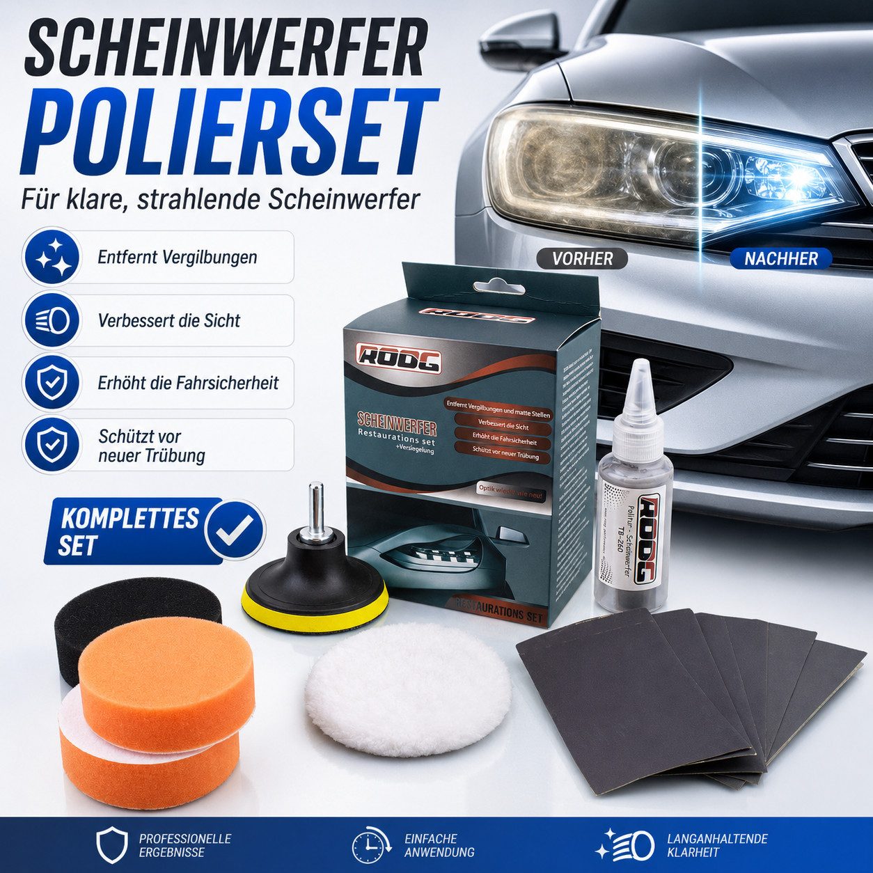 Roog Performance Polierpad Roog 12 Teiliges Polierset für Scheinwerfer