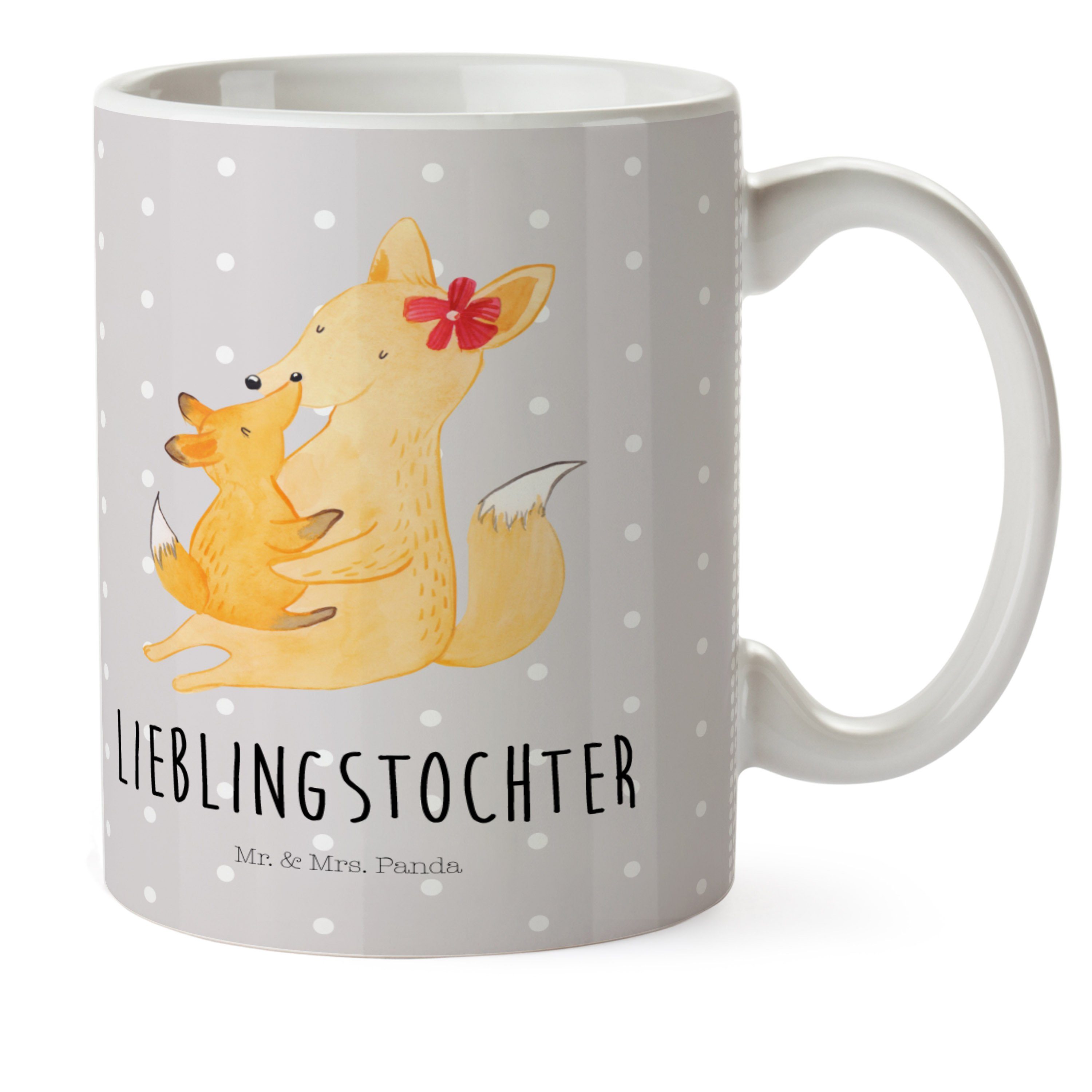 Fuchs Kunststoff & Mama Tasse, Outdoo, Kinderbecher Kind Kunststoff - Grau Pastell - Geschenk, Mrs. Mr. Panda &