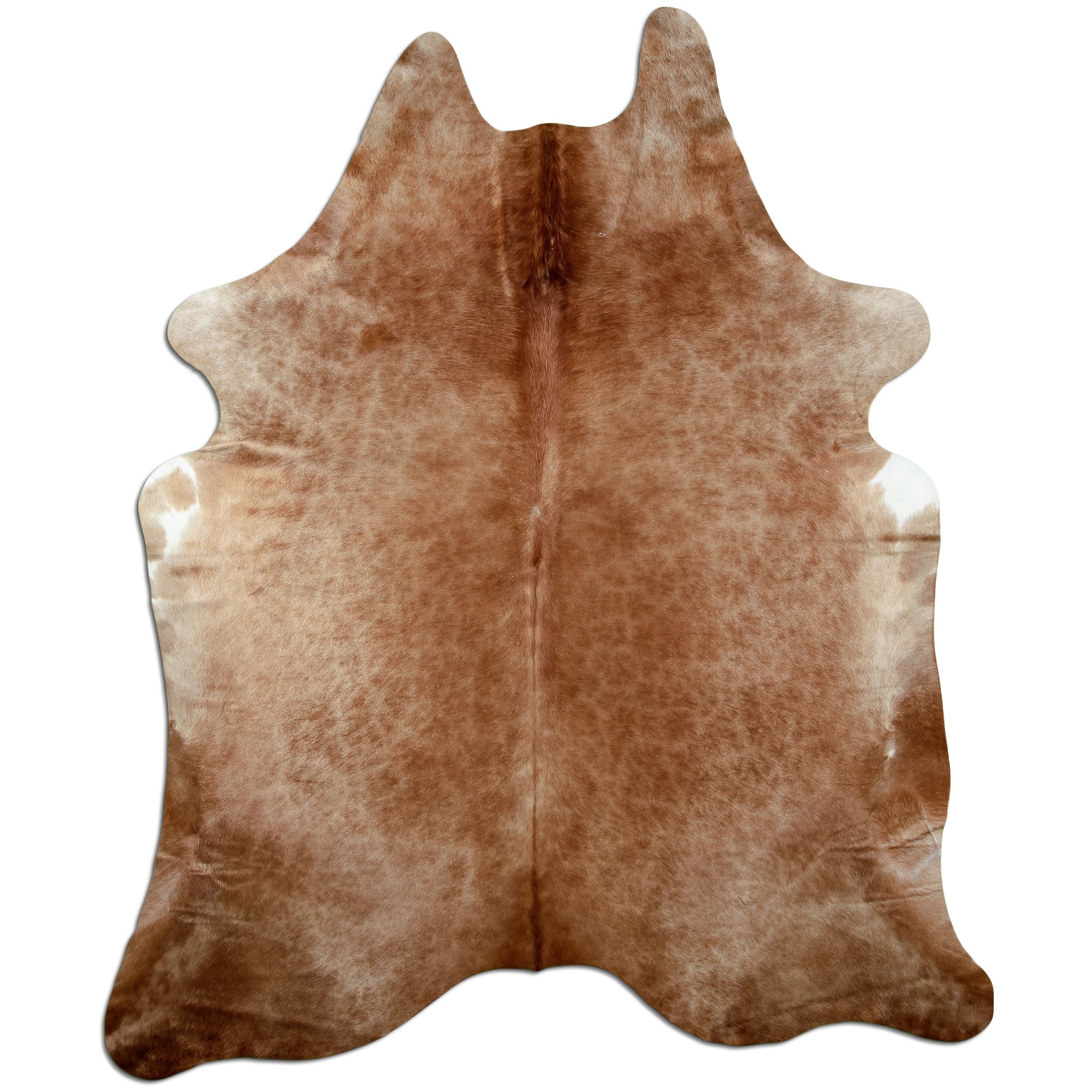 Livorio Fellteppich L245 x B198 cm - kastanienbraun beige, Kuhfell, Premium Kuhfell Teppich, Rinderfell, Echtfell, caramel